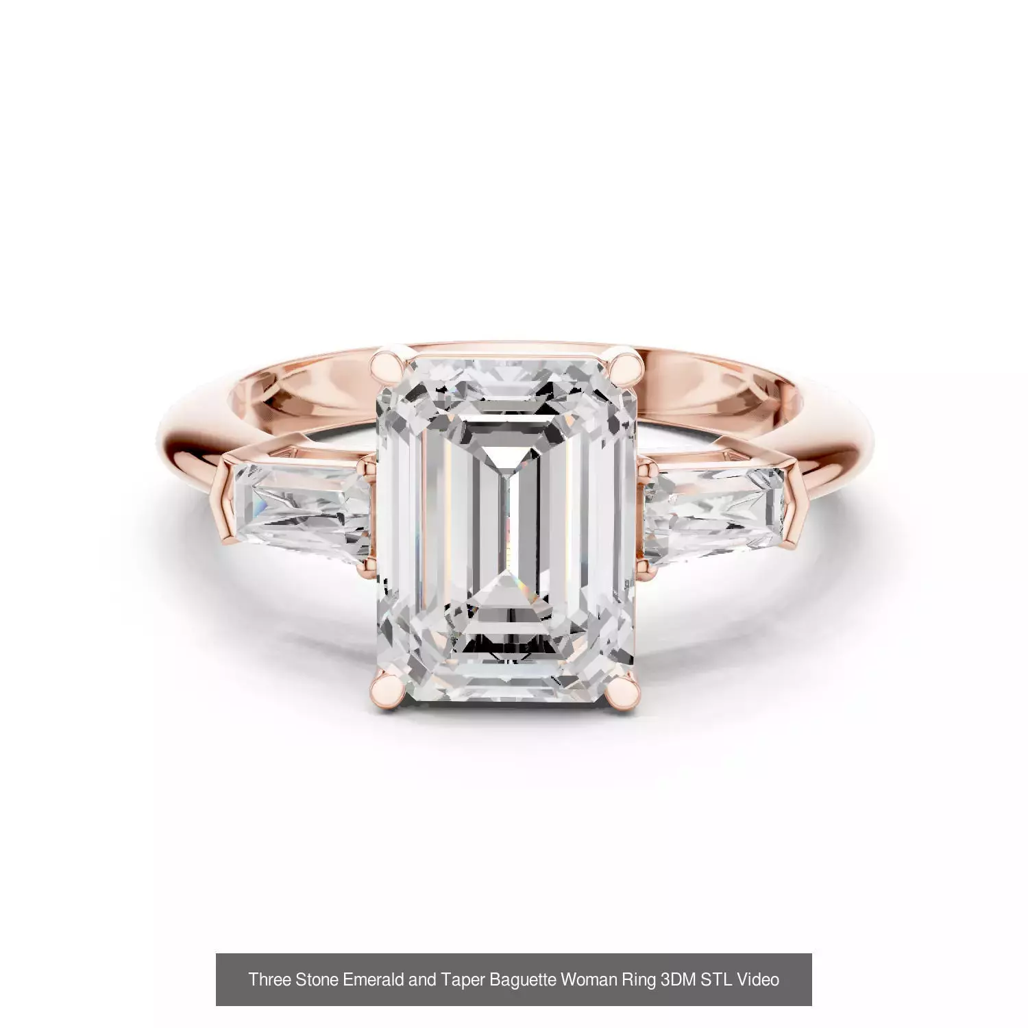 229 Emerald Cut Diamond Rings 3DM STL OBJ FBX 3 Render Video 3D Model Collection_63