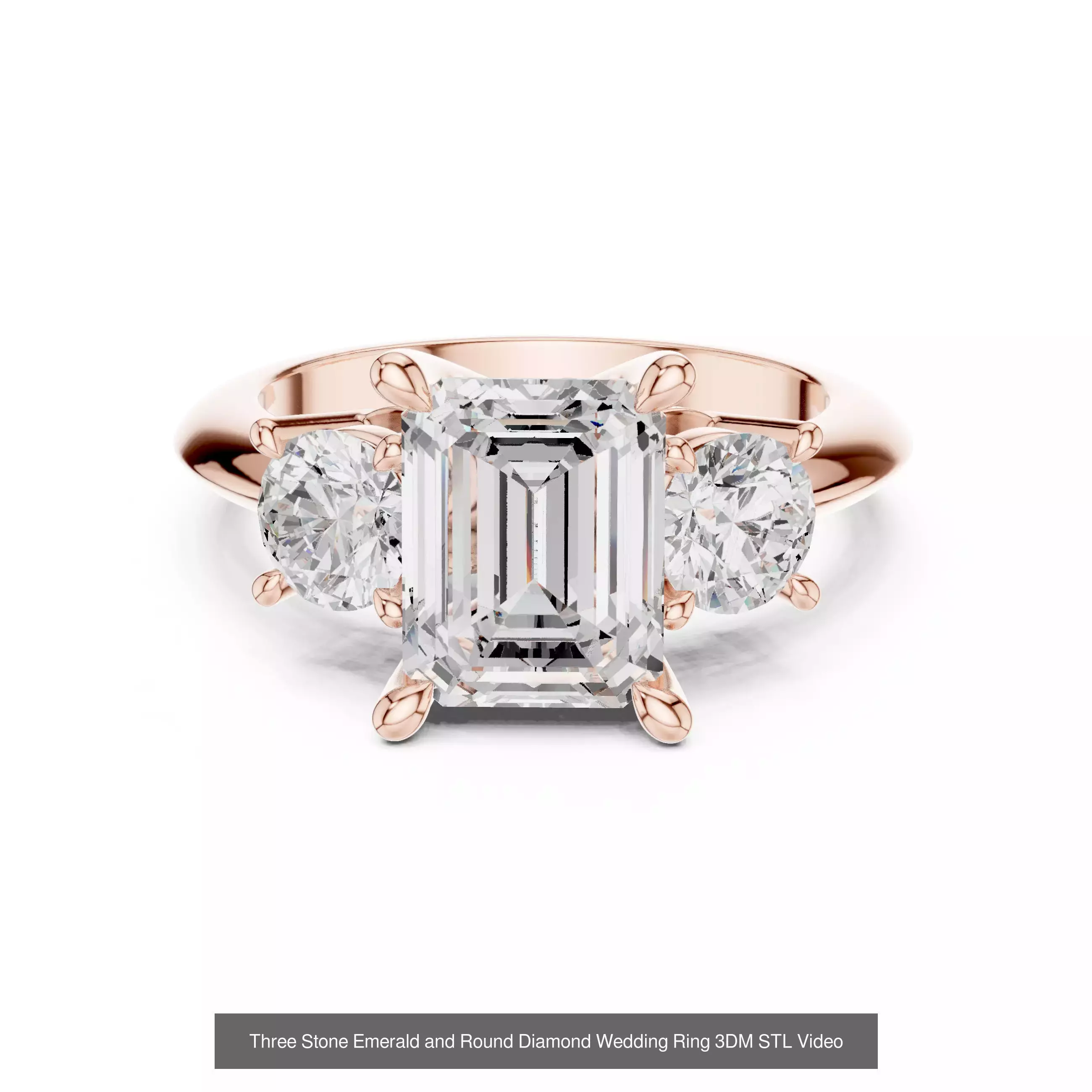 229 Emerald Cut Diamond Rings 3DM STL OBJ FBX 3 Render Video 3D Model Collection_213