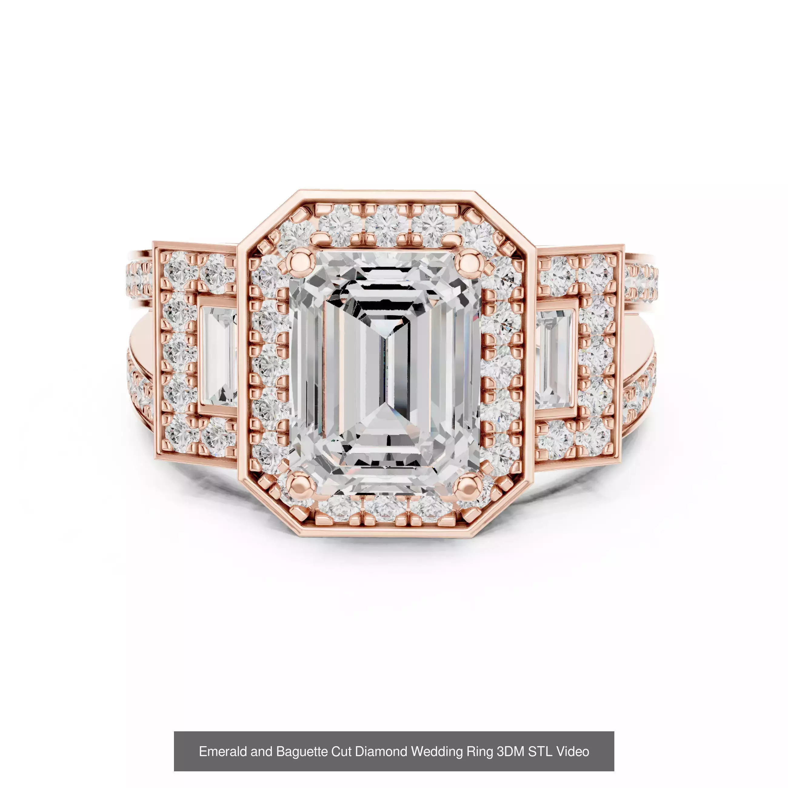 229 Emerald Cut Diamond Rings 3DM STL OBJ FBX 3 Render Video 3D Model Collection_113