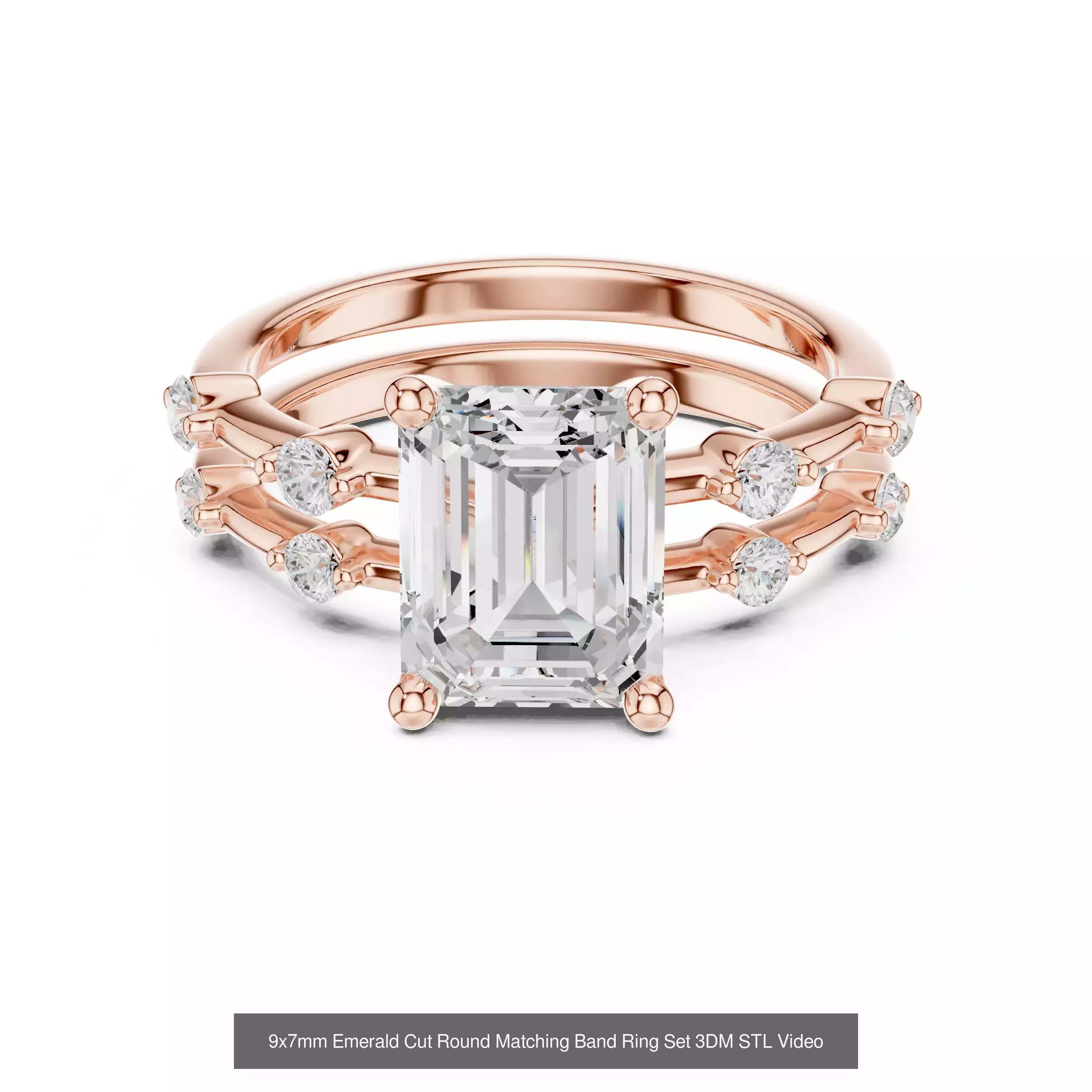 229 Emerald Cut Diamond Rings 3DM STL OBJ FBX 3 Render Video 3D Model Collection_181