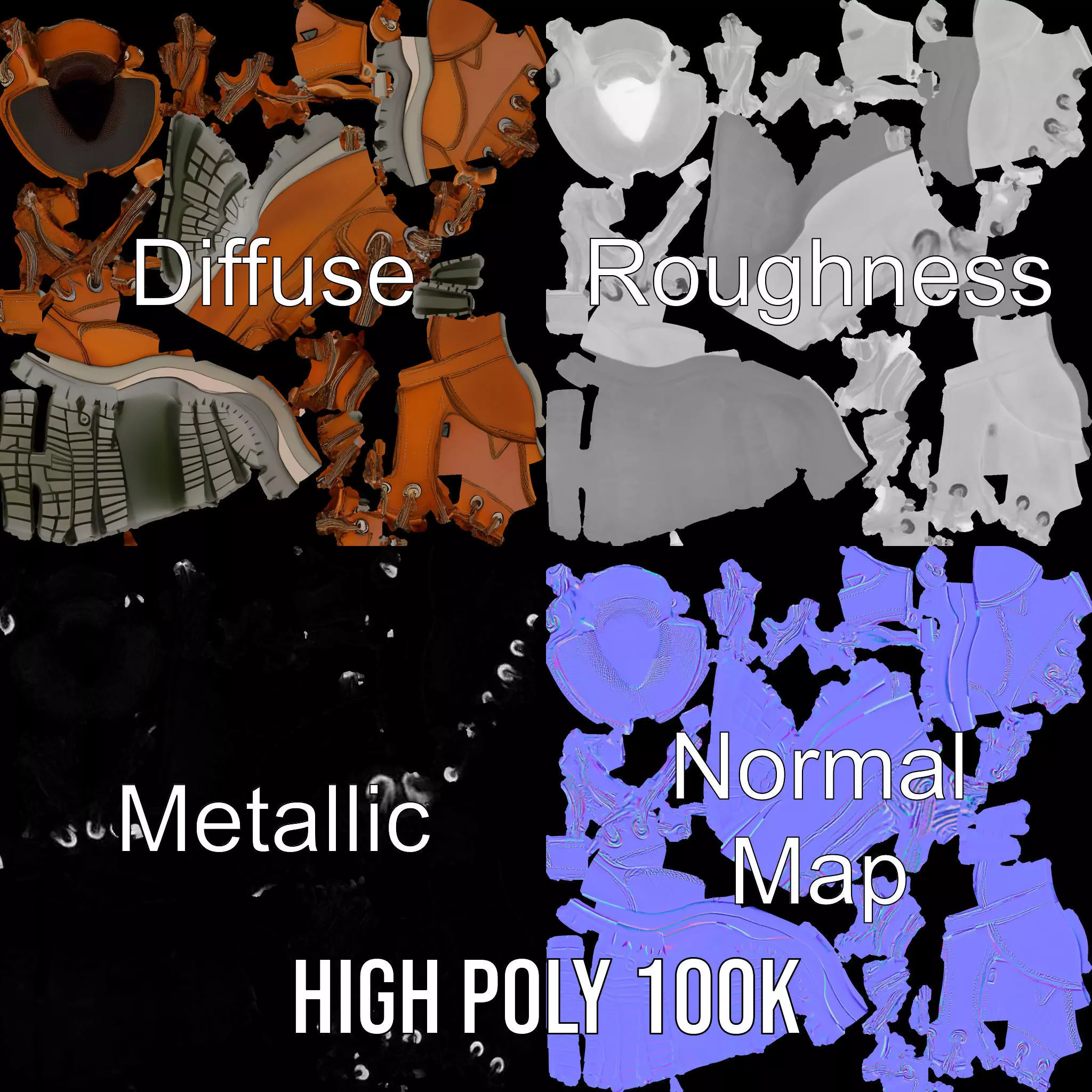 Tan Hiking Boot model pack Low-poly 3D model_3