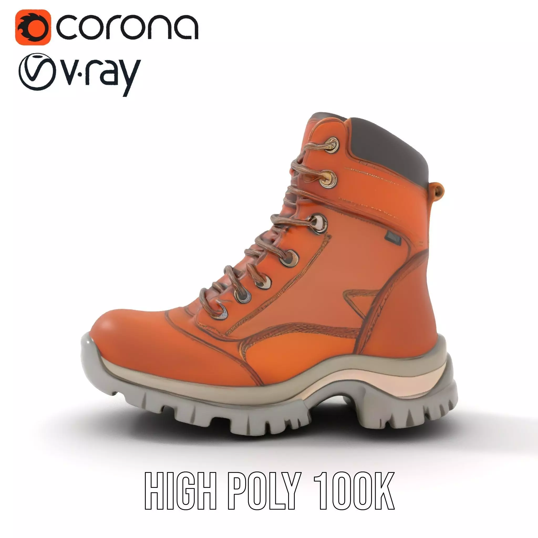 Tan Hiking Boot model pack Low-poly 3D model_34