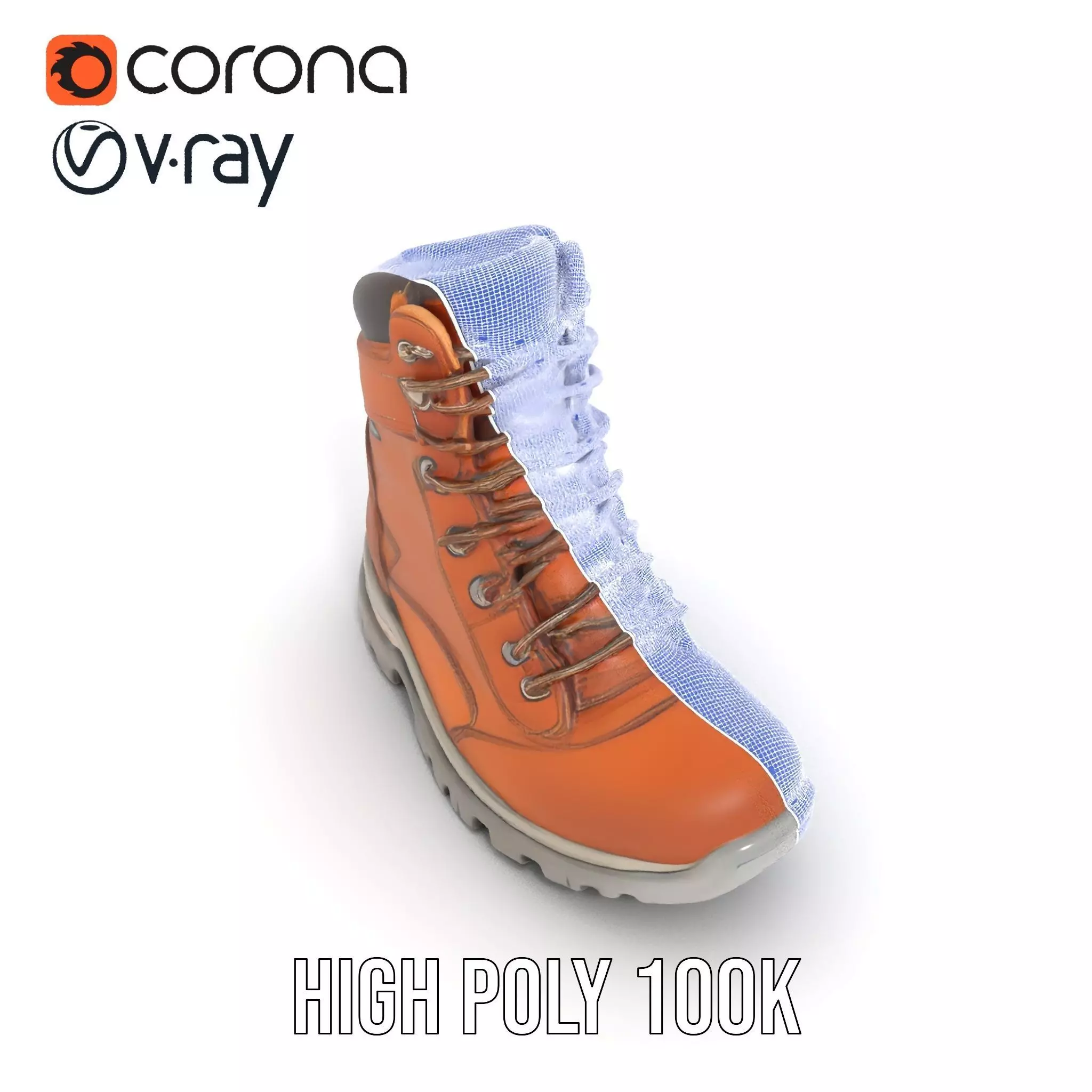 Tan Hiking Boot model pack Low-poly 3D model_33