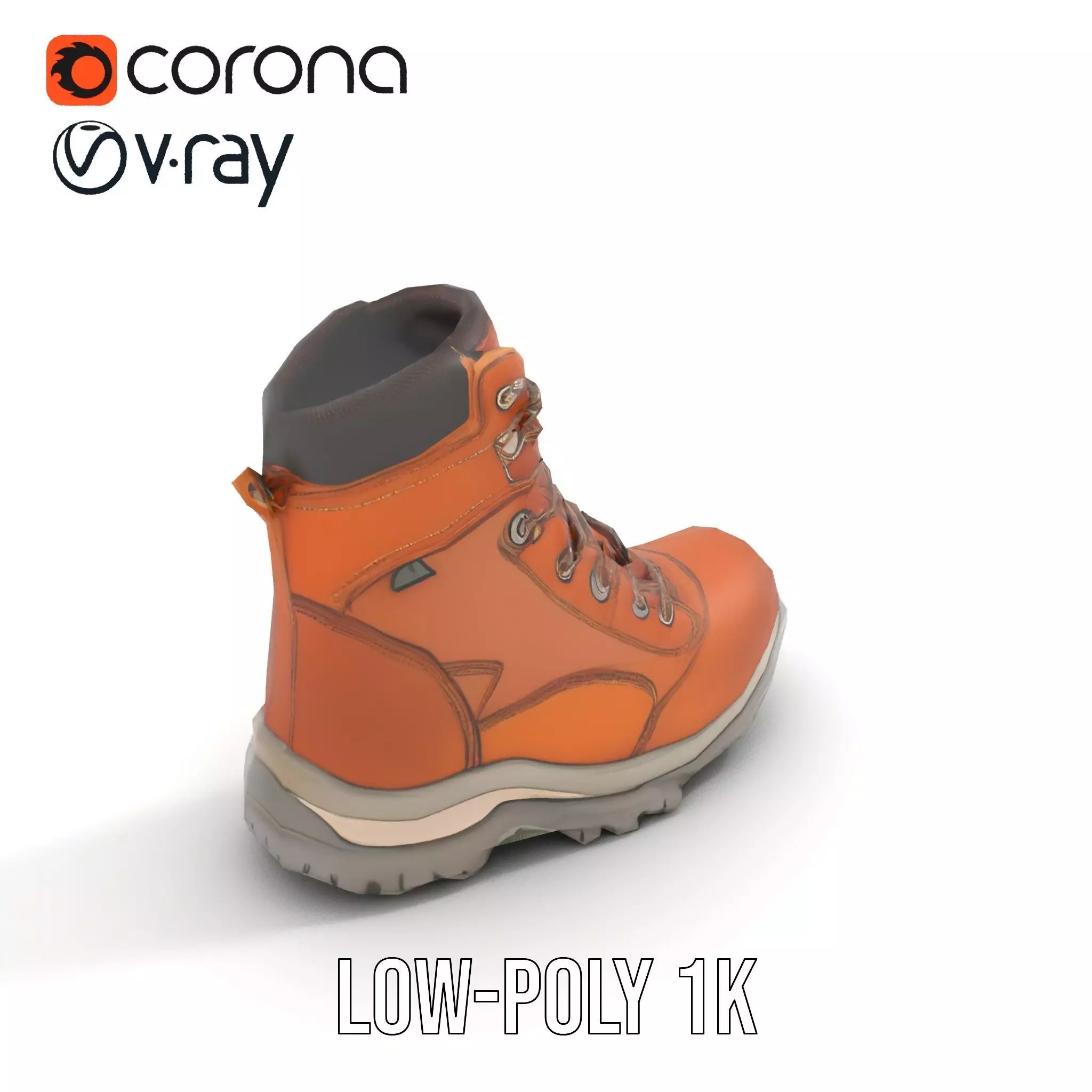 Tan Hiking Boot model pack Low-poly 3D model_12