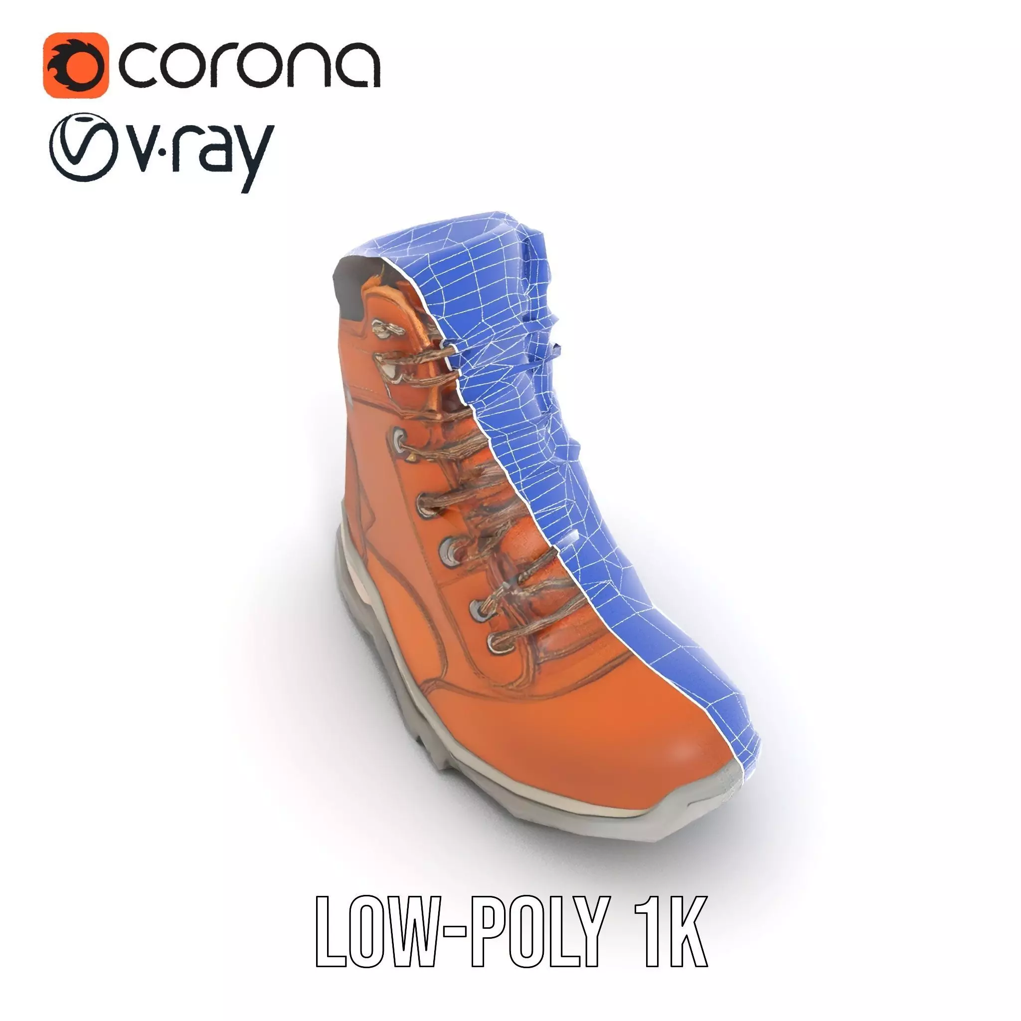 Tan Hiking Boot model pack Low-poly 3D model_27