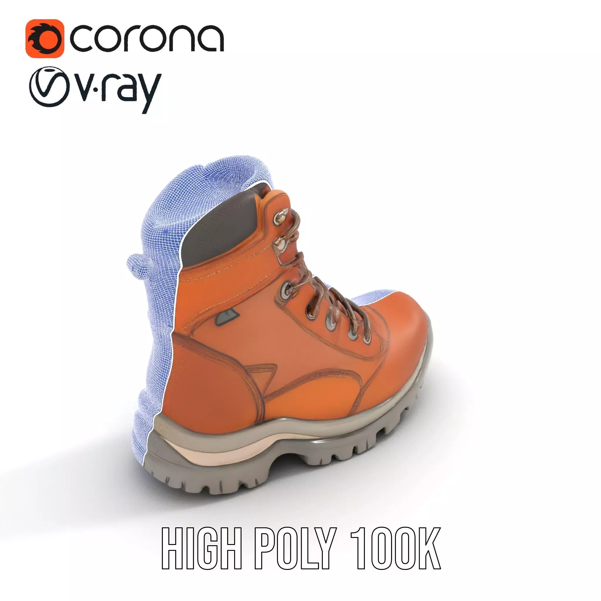 Tan Hiking Boot model pack Low-poly 3D model_28