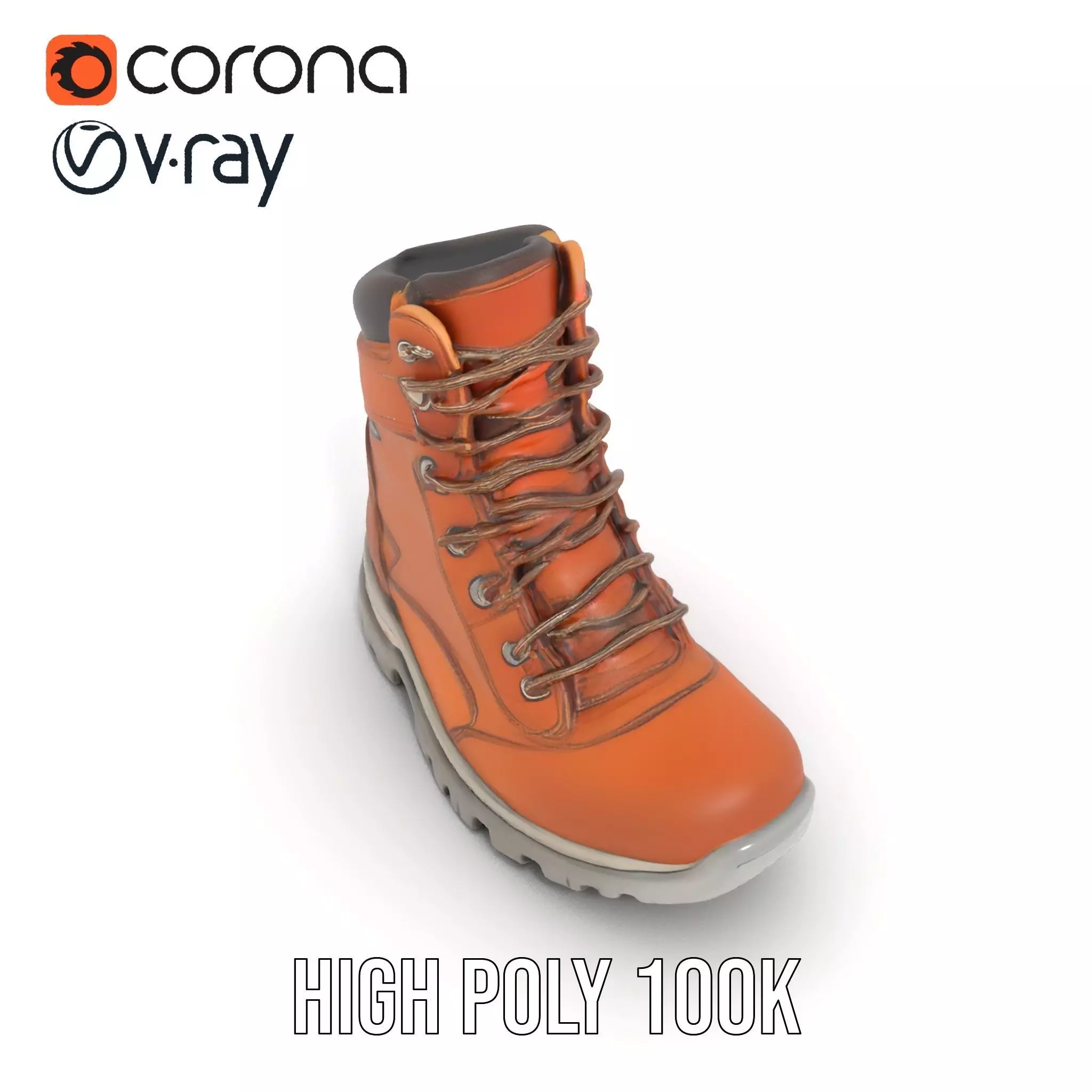 Tan Hiking Boot model pack Low-poly 3D model_20
