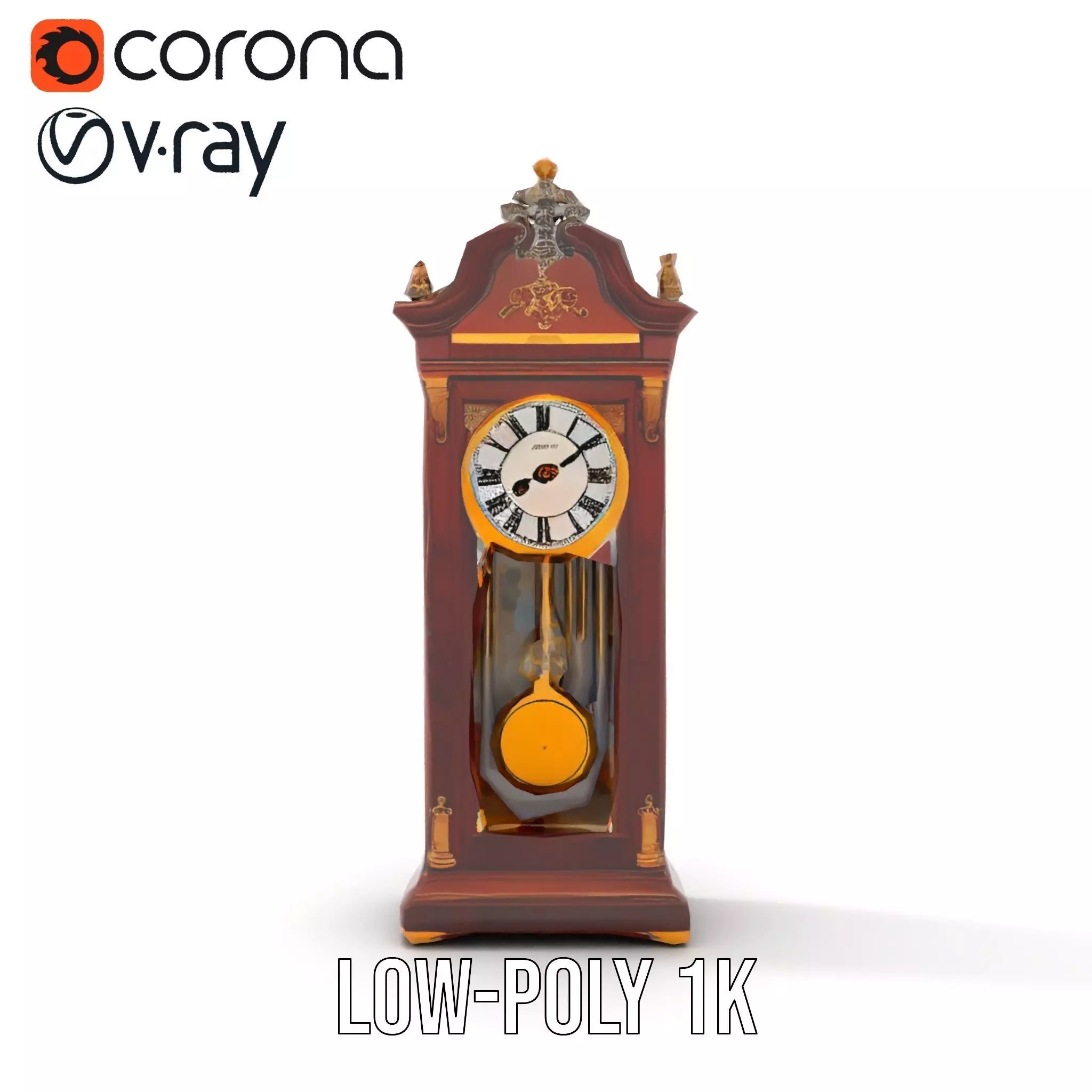 Antique Wood Clock model pack Low-poly 3D model_9