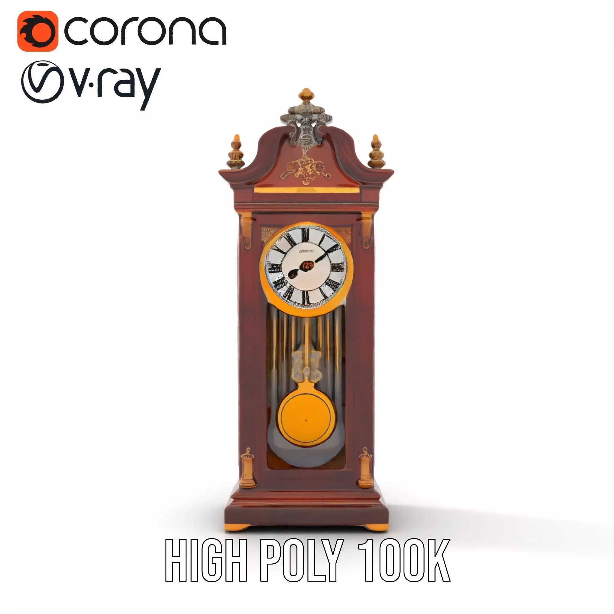 Antique Wood Clock model pack Low-poly 3D model_15