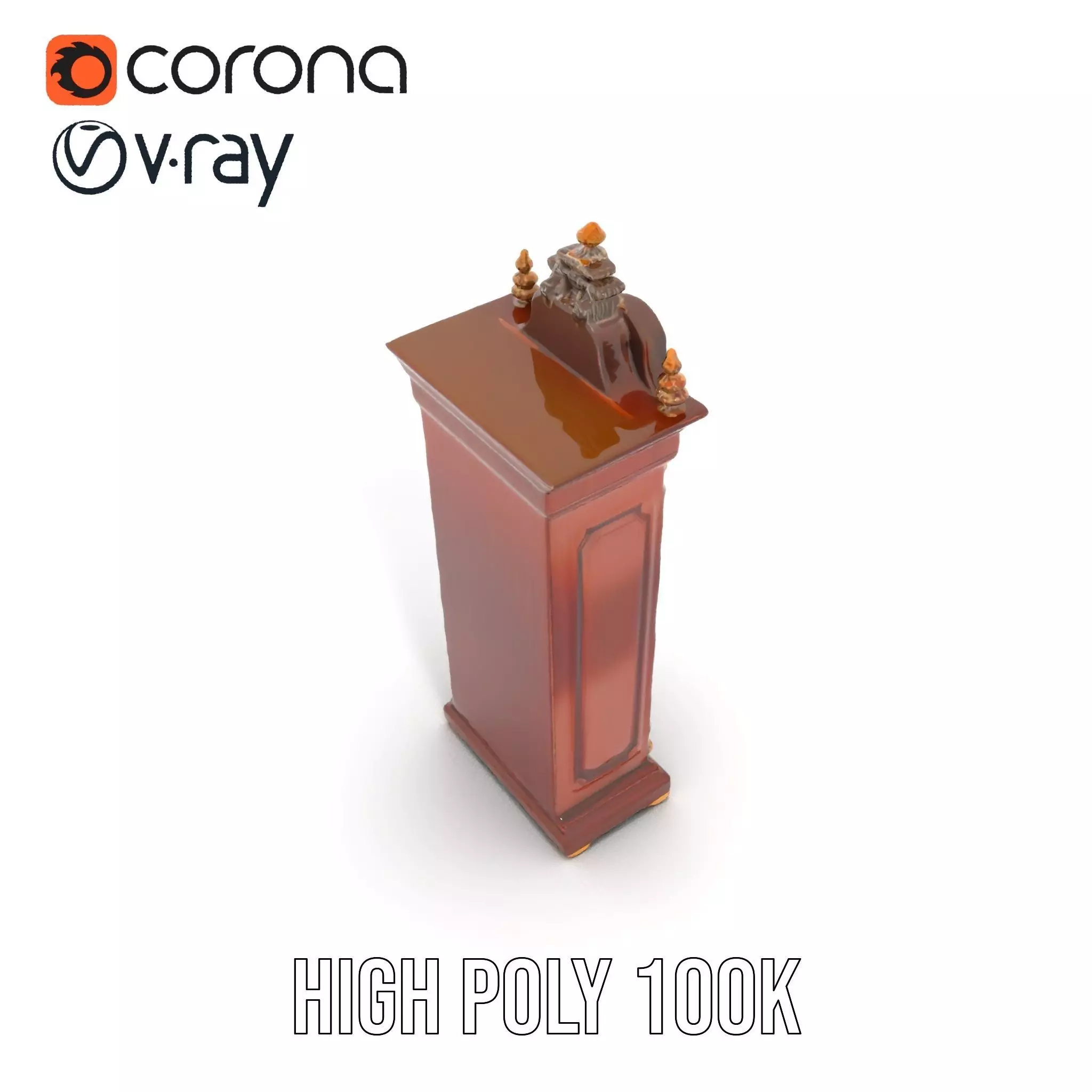 Antique Wood Clock model pack Low-poly 3D model_26