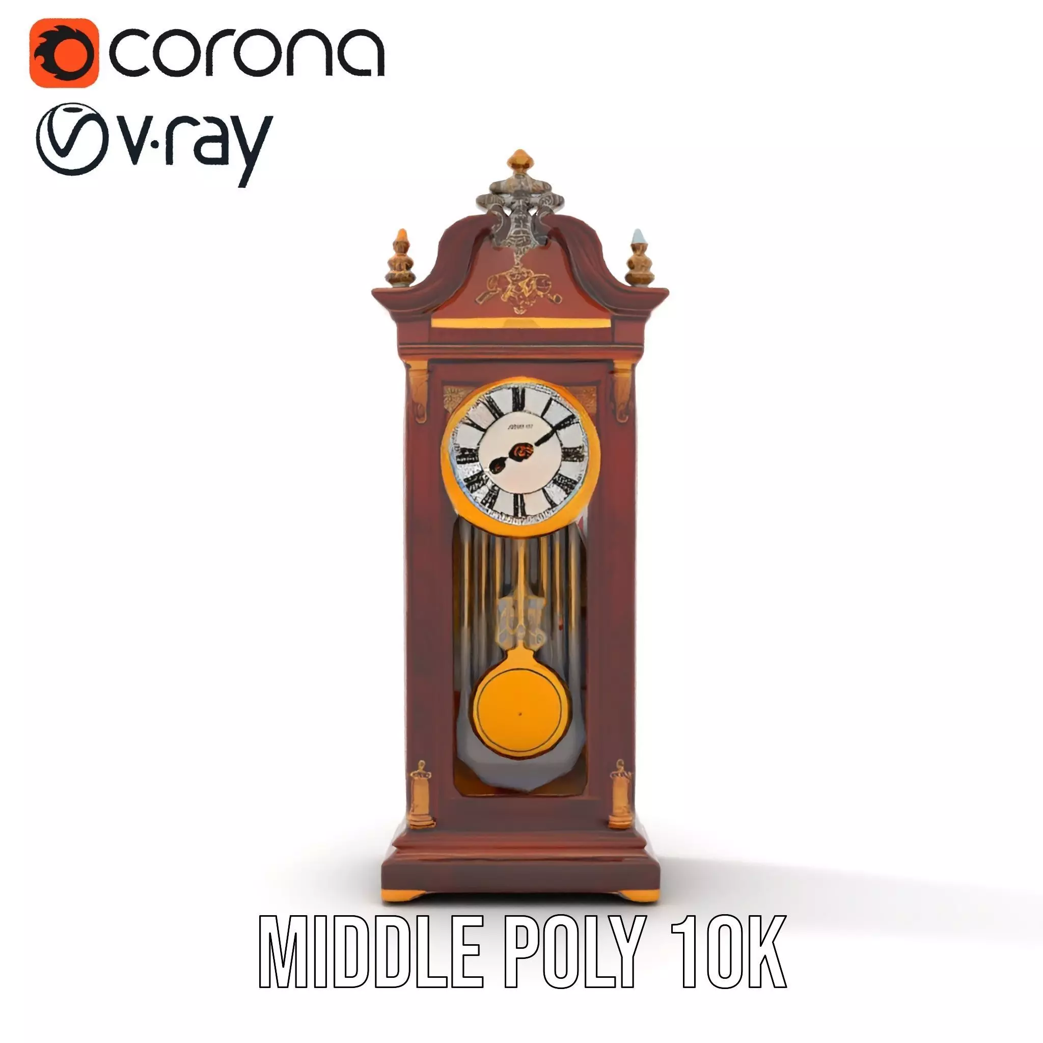 Antique Wood Clock model pack Low-poly 3D model_11