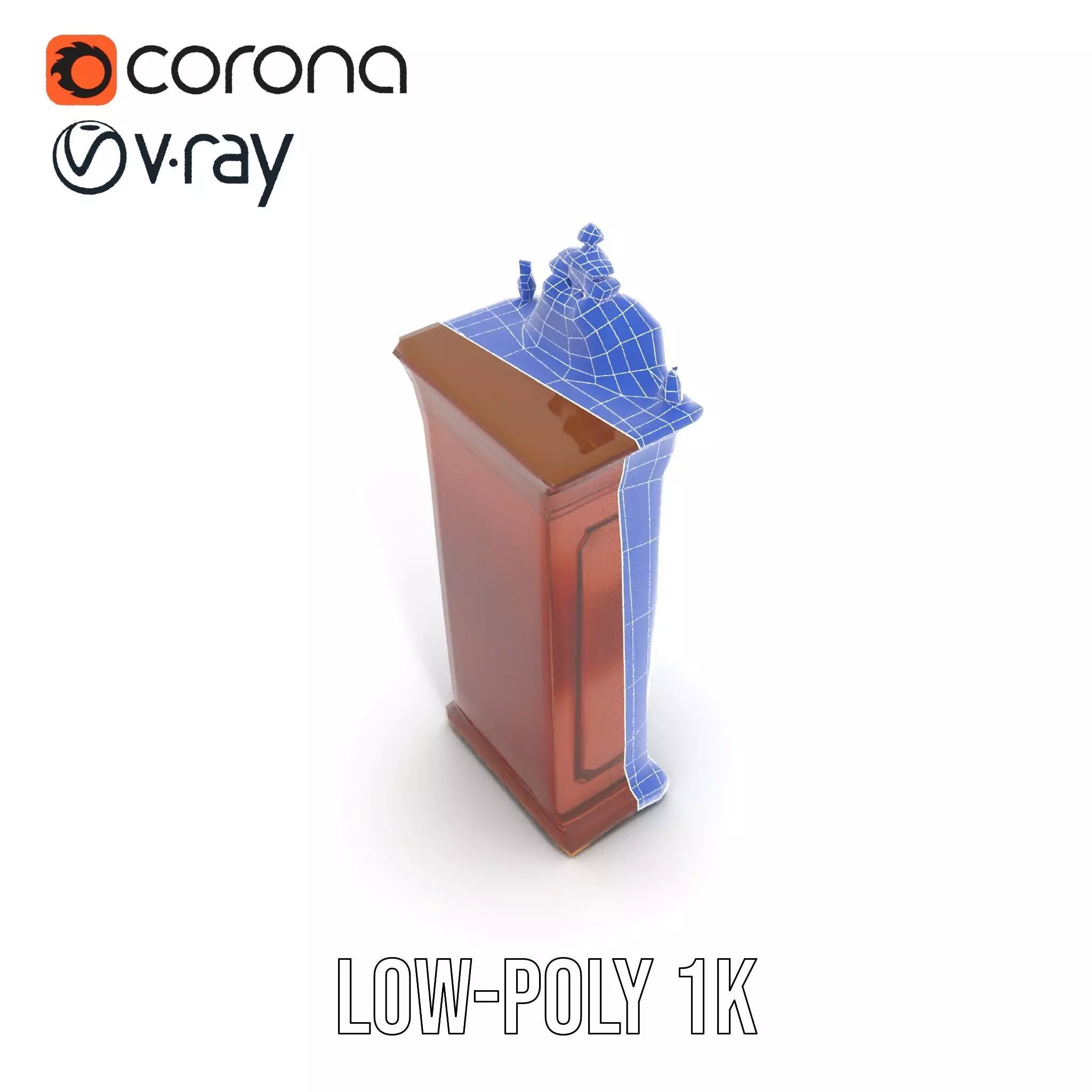 Antique Wood Clock model pack Low-poly 3D model_28