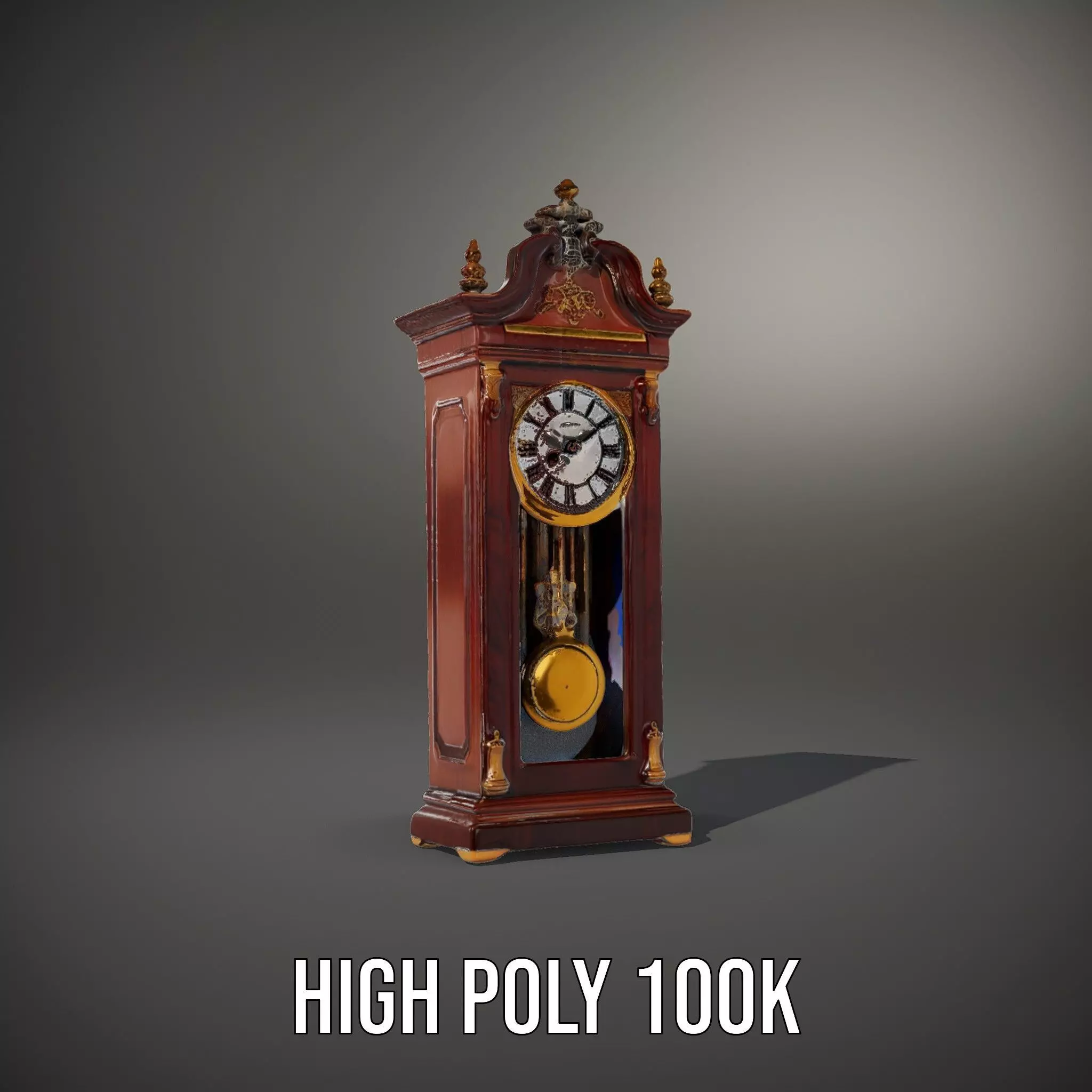 Antique Wood Clock model pack Low-poly 3D model_10