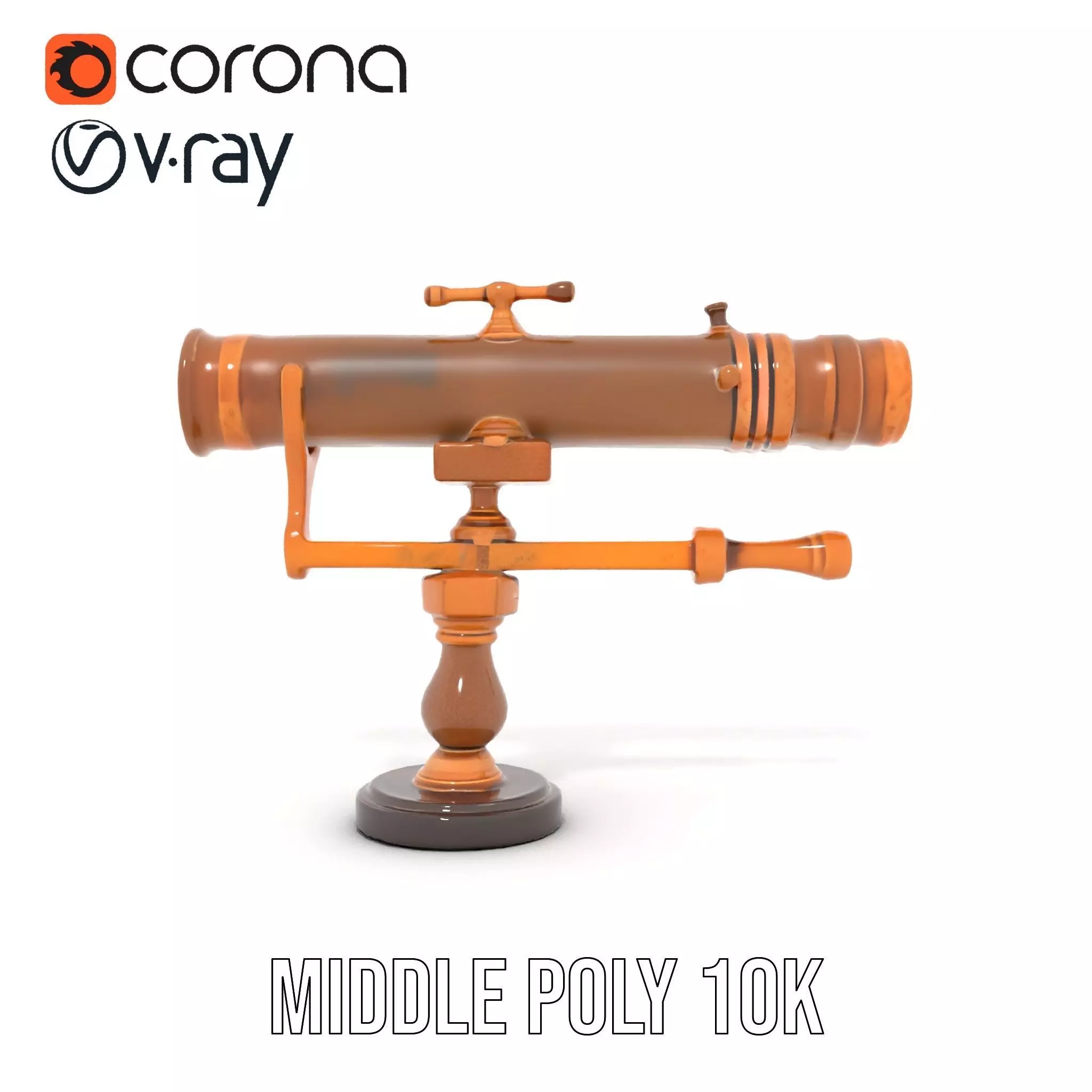 Antique Brass Telescope model pack Low-poly 3D model_15