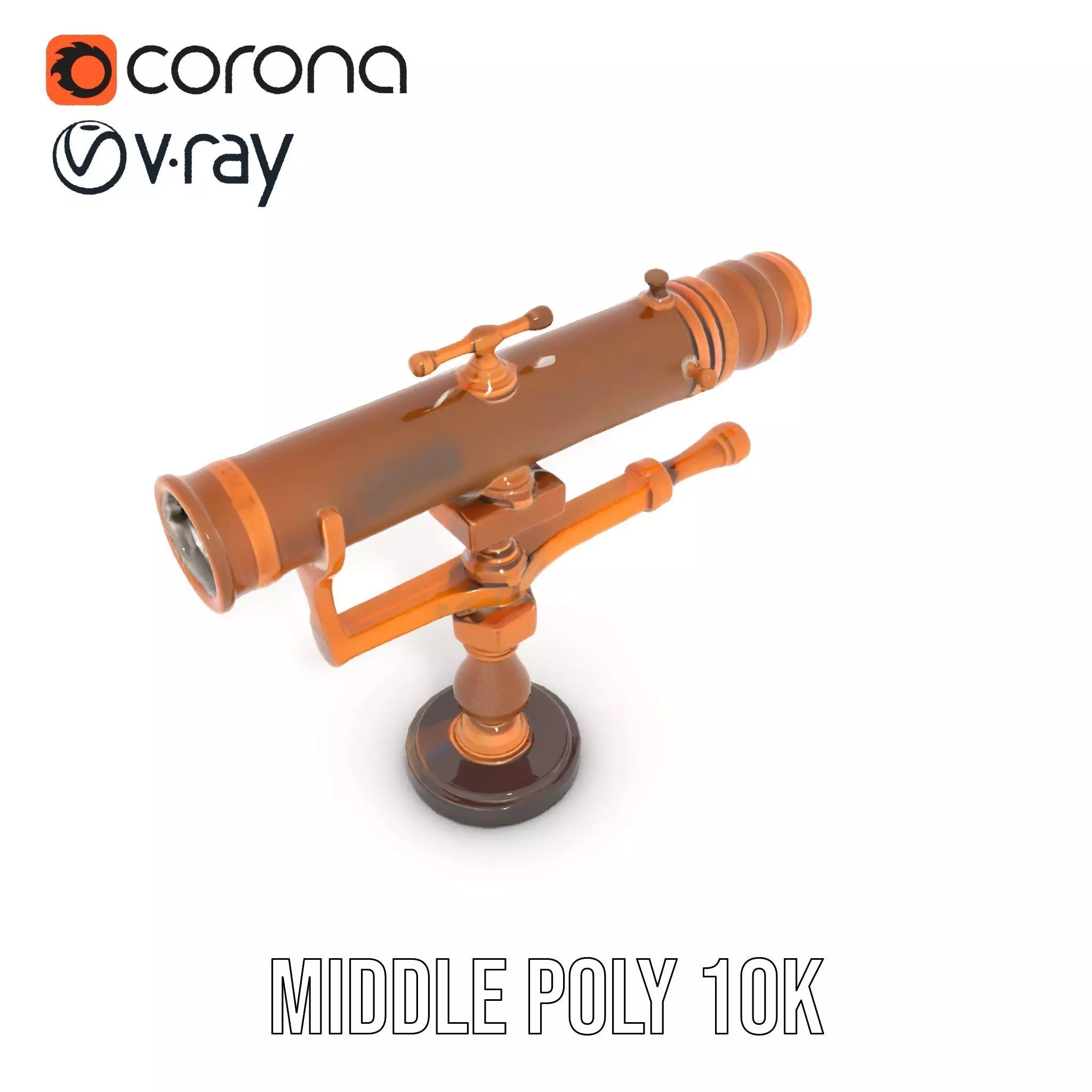 Antique Brass Telescope model pack Low-poly 3D model_11