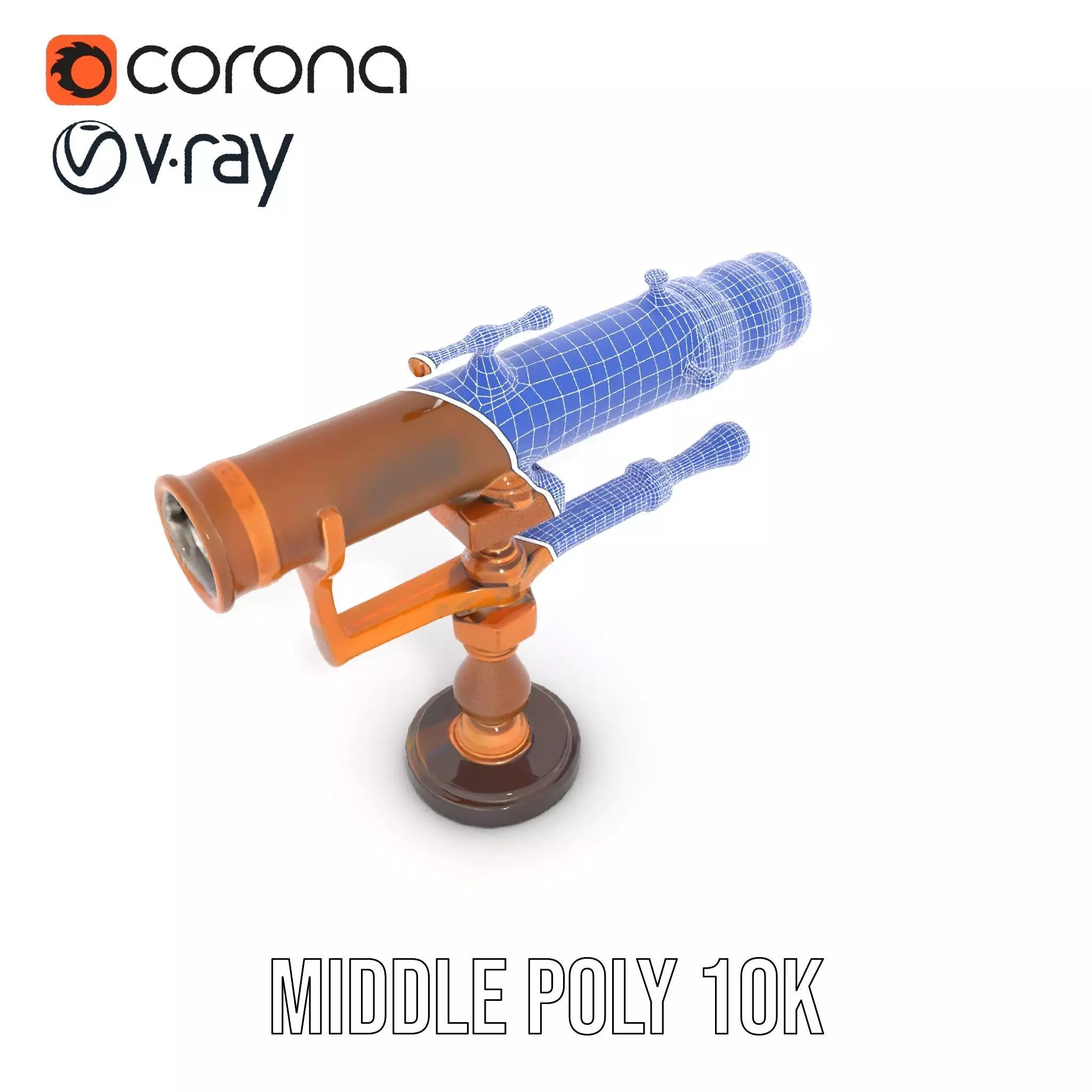 Antique Brass Telescope model pack Low-poly 3D model_27