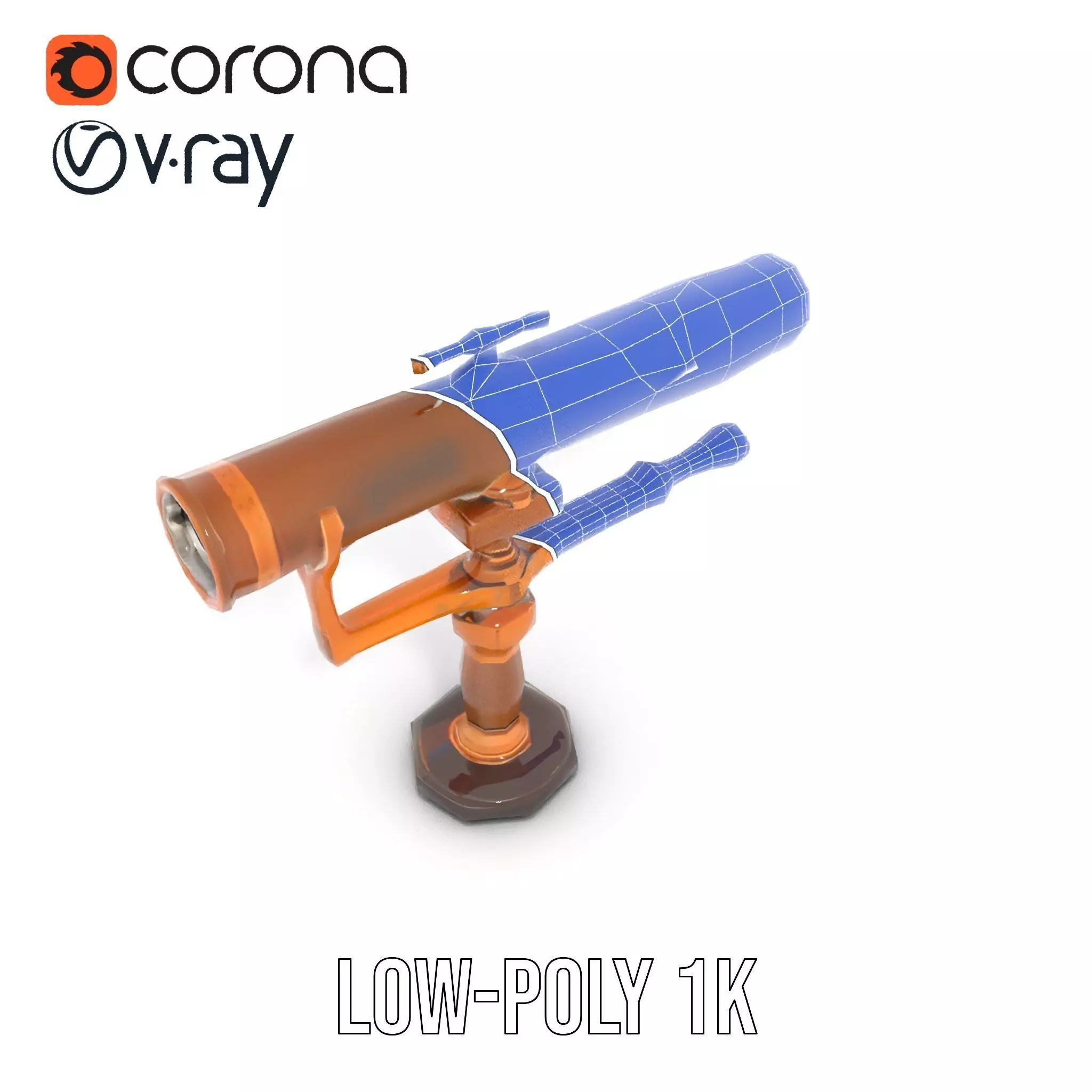 Antique Brass Telescope model pack Low-poly 3D model_25