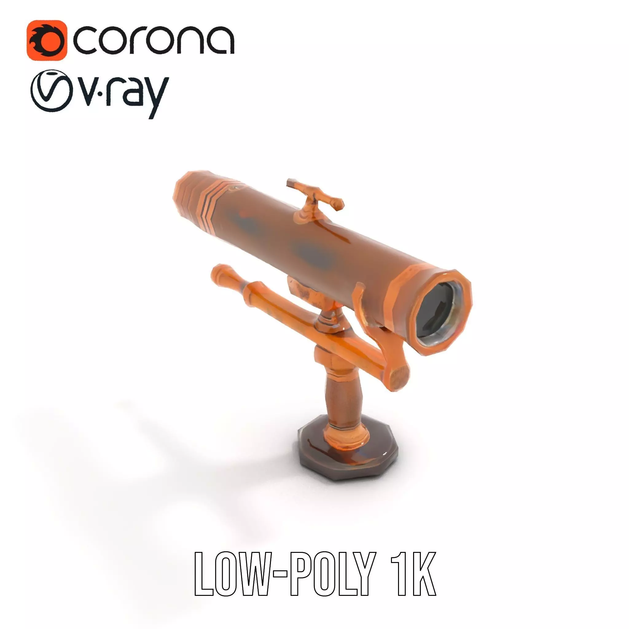 Antique Brass Telescope model pack Low-poly 3D model_14