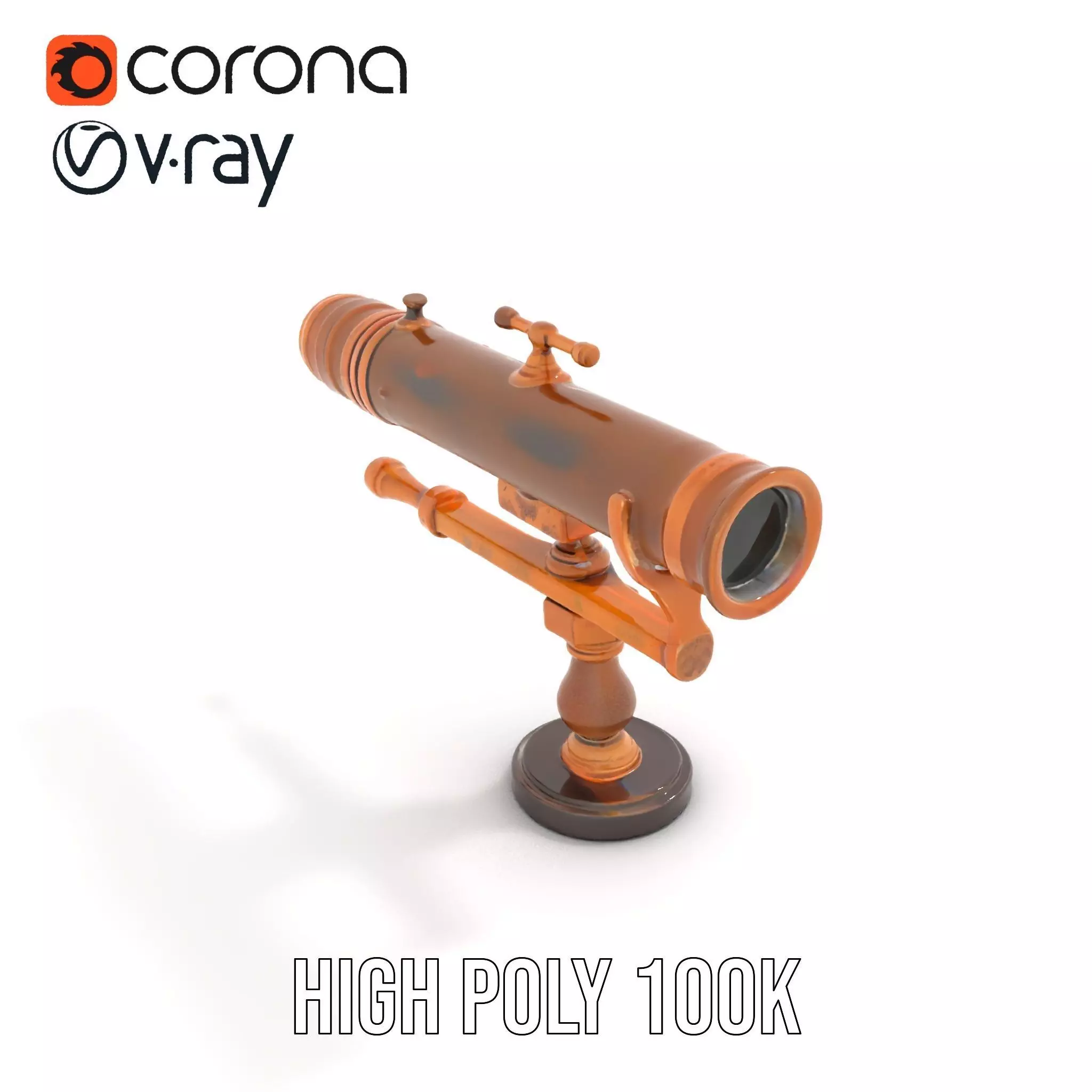 Antique Brass Telescope model pack Low-poly 3D model_17
