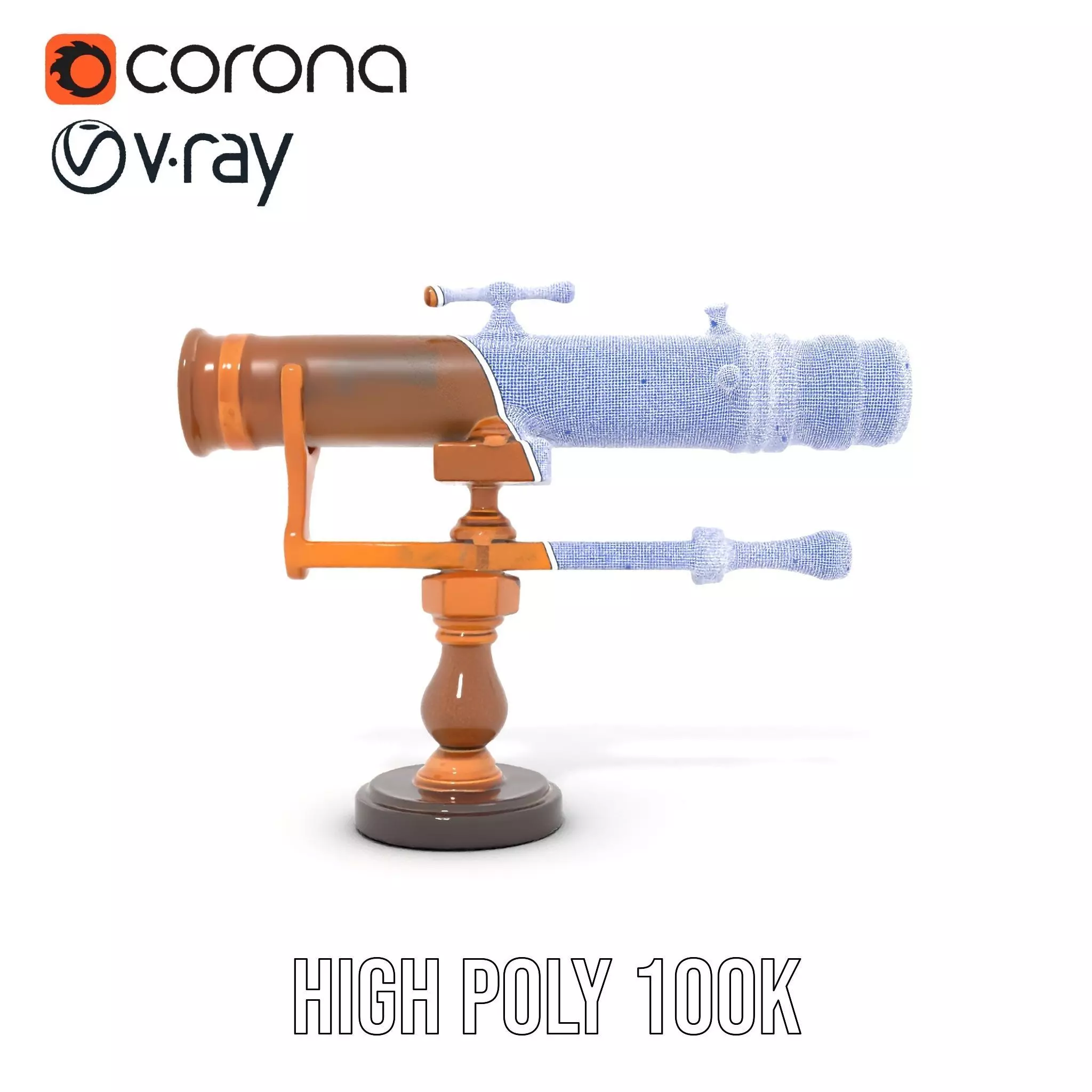 Antique Brass Telescope model pack Low-poly 3D model_34