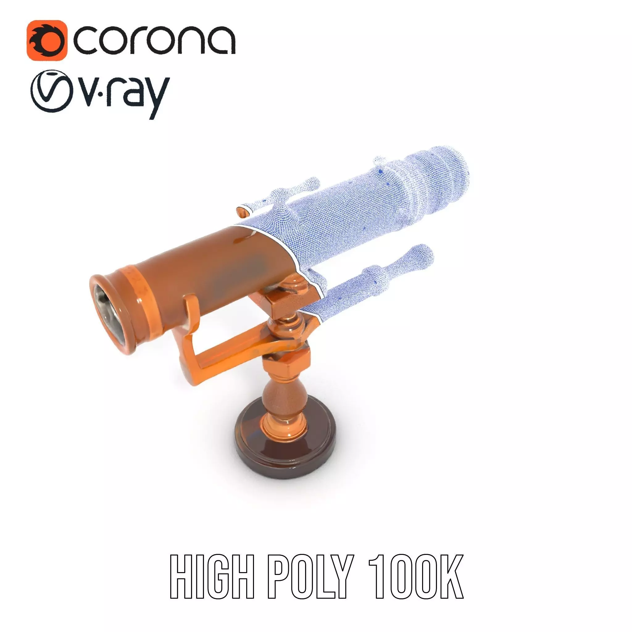 Antique Brass Telescope model pack Low-poly 3D model_33