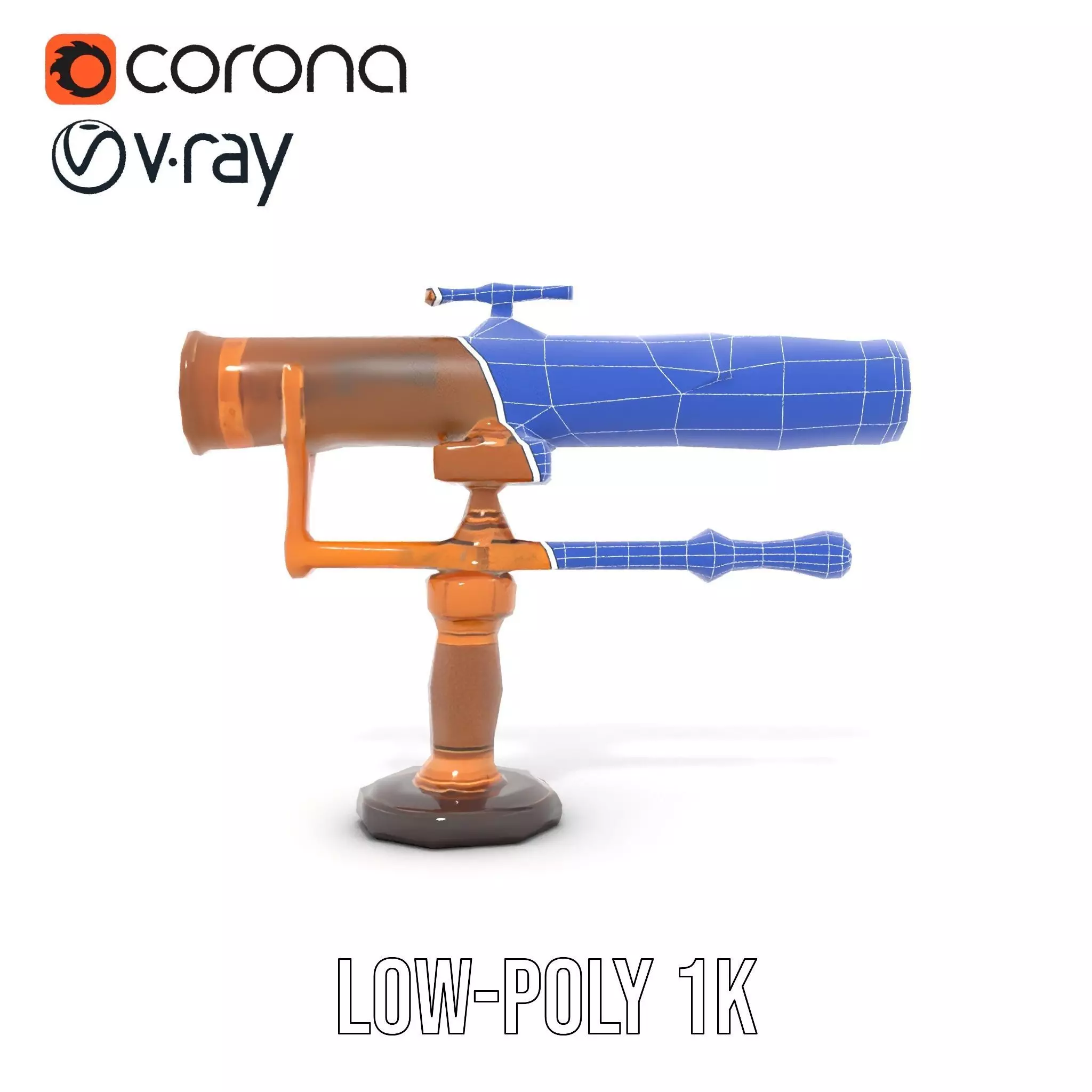 Antique Brass Telescope model pack Low-poly 3D model_30