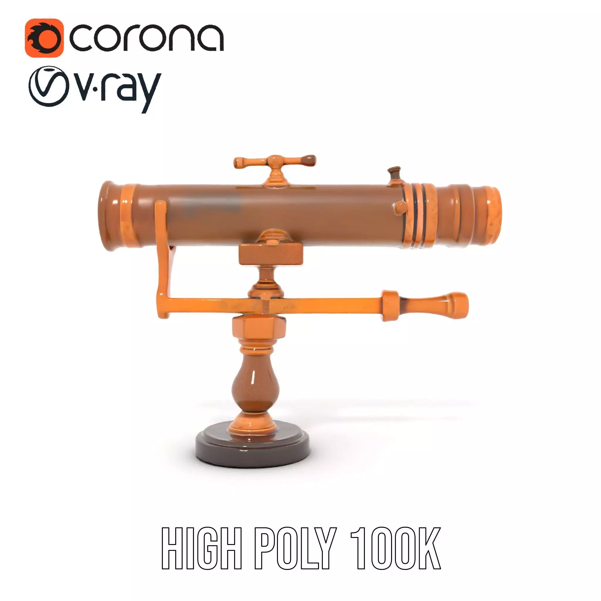 Antique Brass Telescope model pack Low-poly 3D model_20