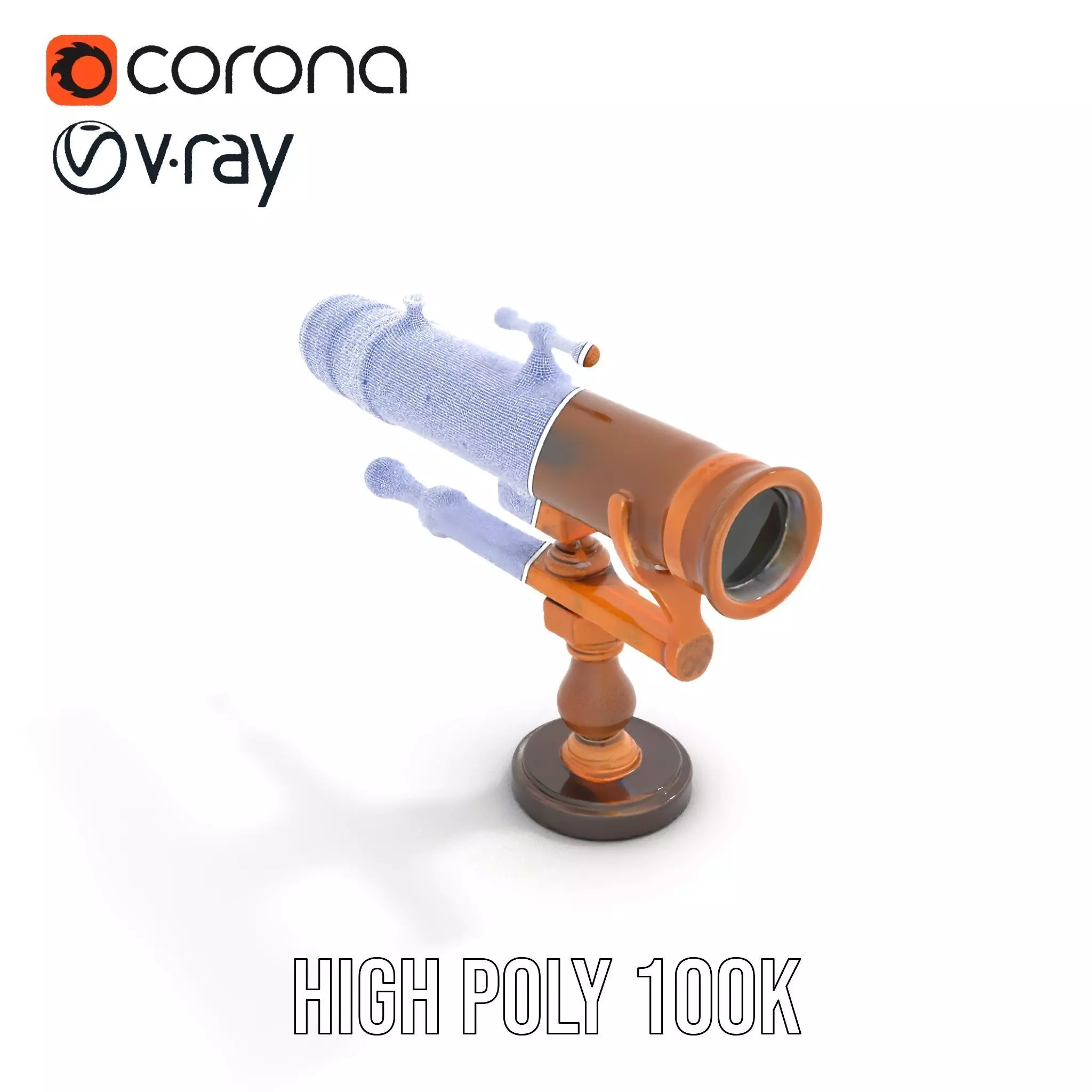 Antique Brass Telescope model pack Low-poly 3D model_31