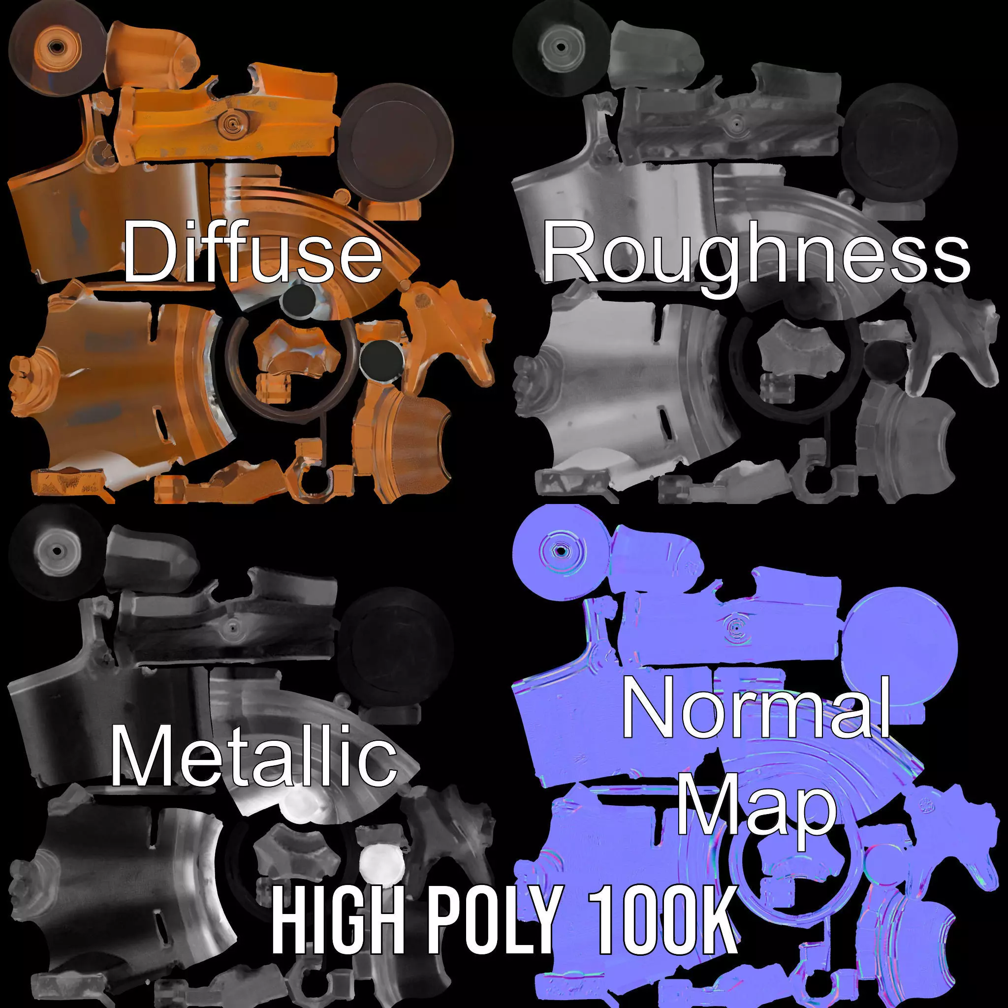 Antique Brass Telescope model pack Low-poly 3D model_3