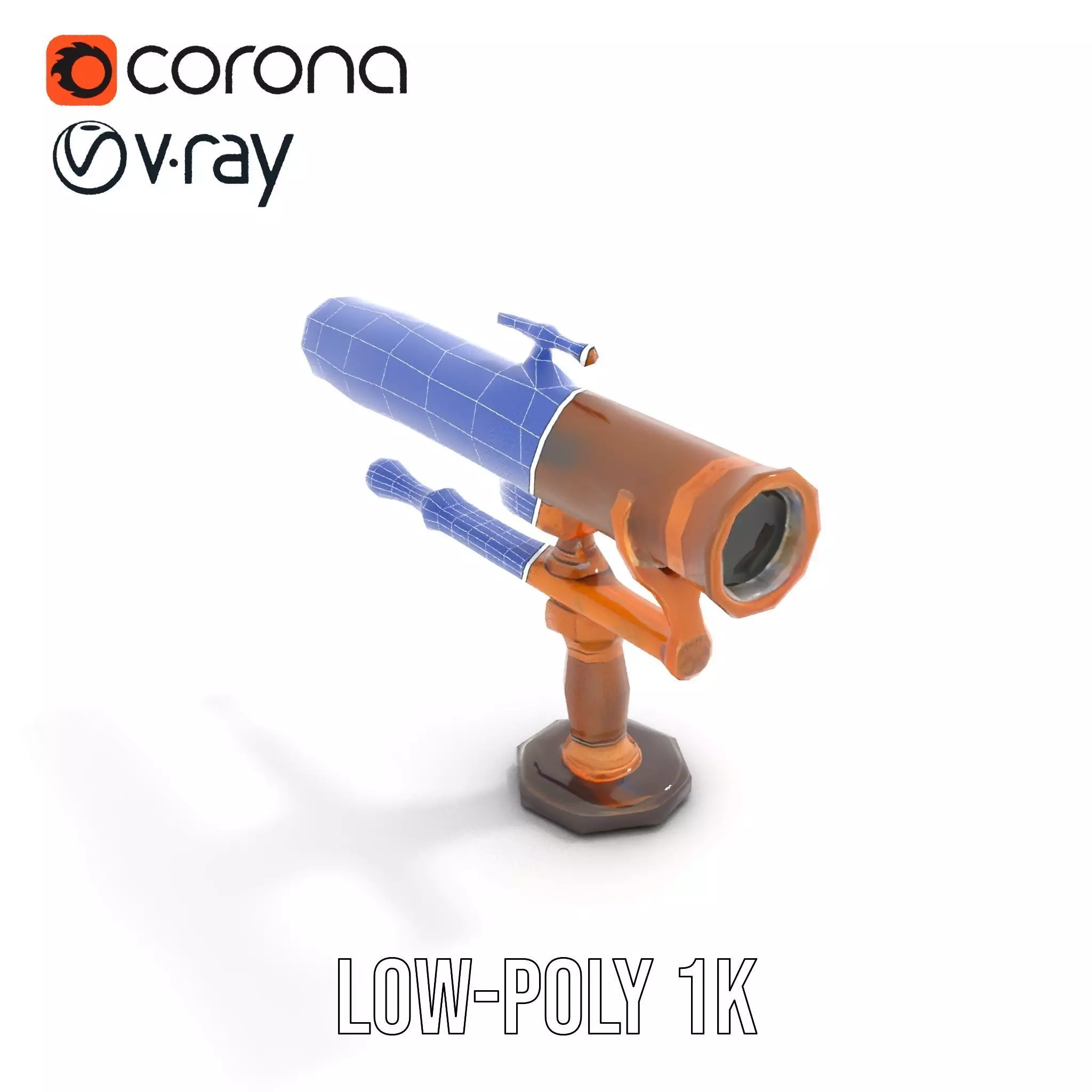 Antique Brass Telescope model pack Low-poly 3D model_19