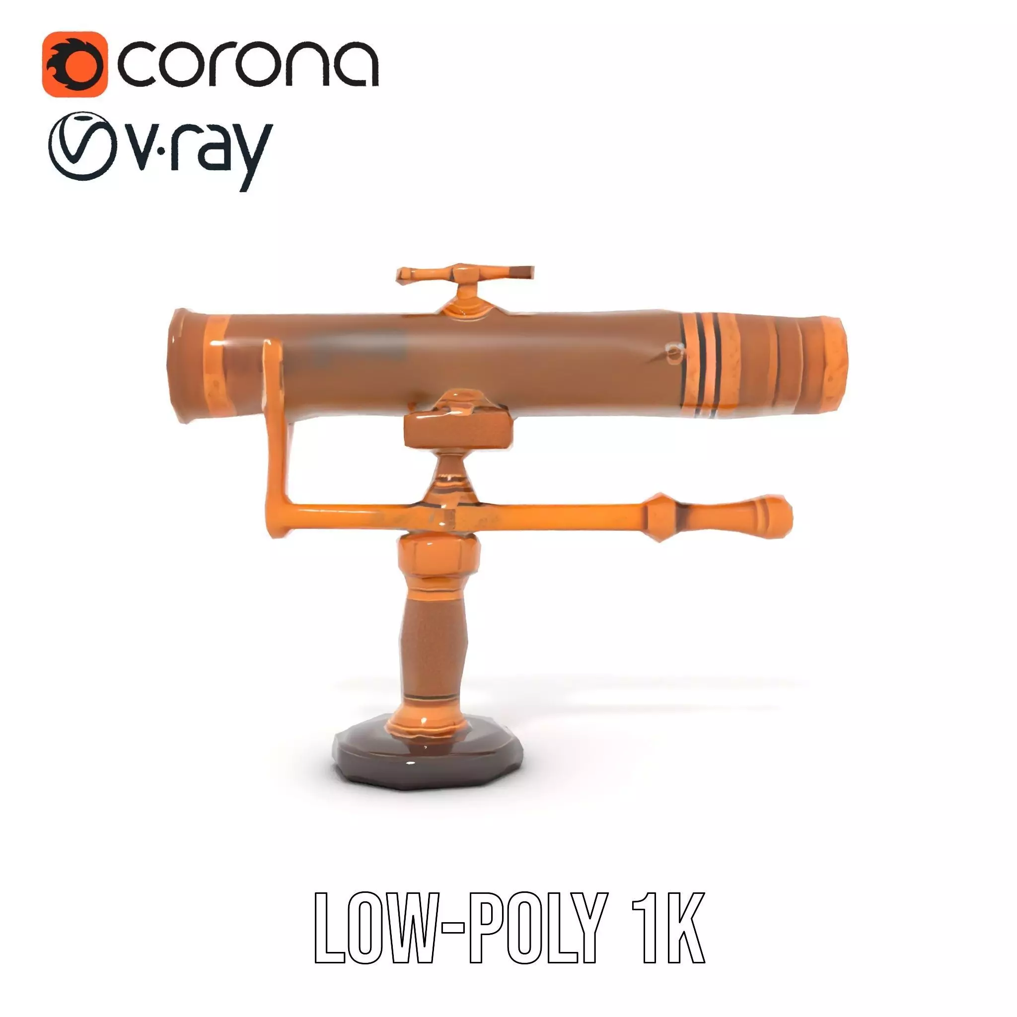 Antique Brass Telescope model pack Low-poly 3D model_9