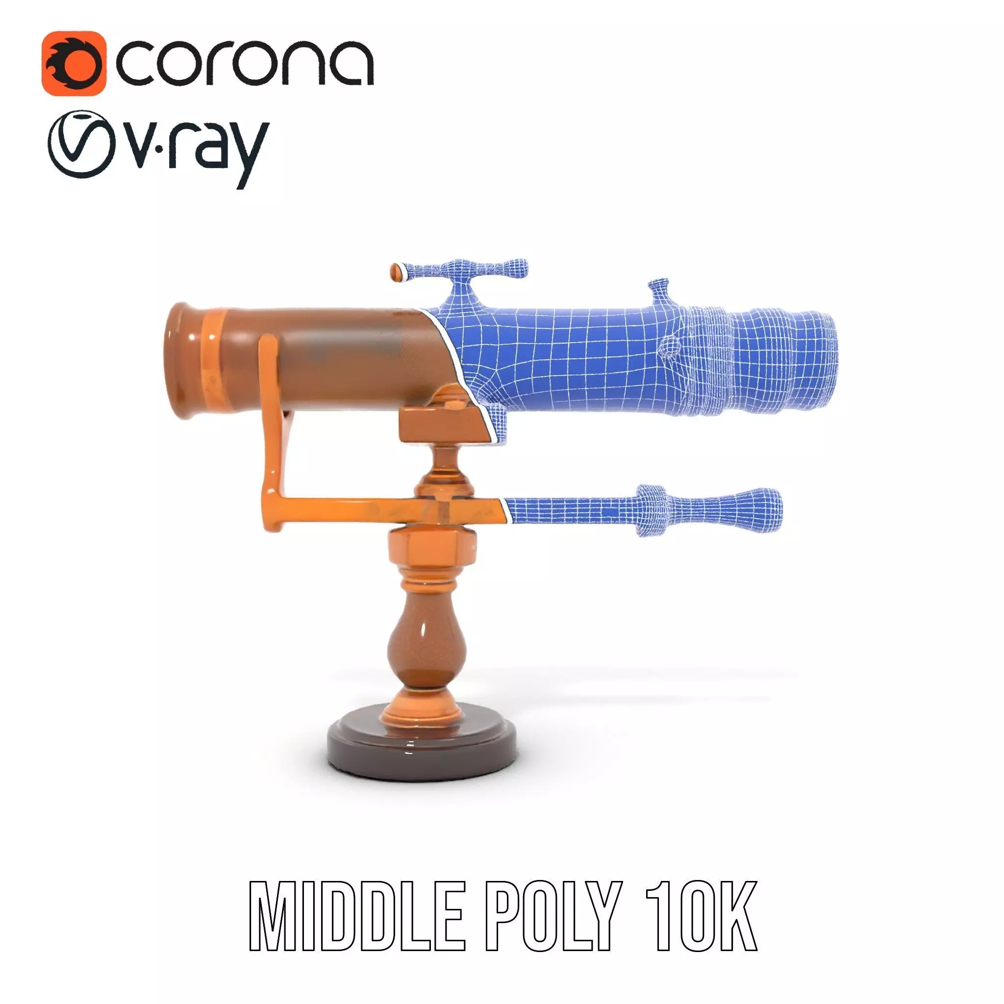 Antique Brass Telescope model pack Low-poly 3D model_29