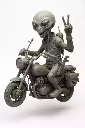 Alien - Biker Printable Doll