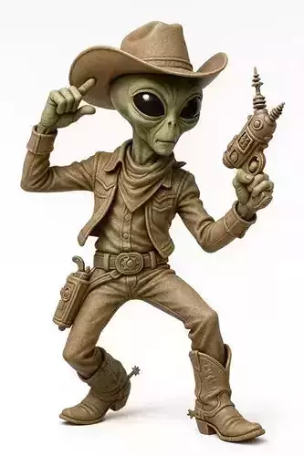 Alien - Cowboy Printable Doll