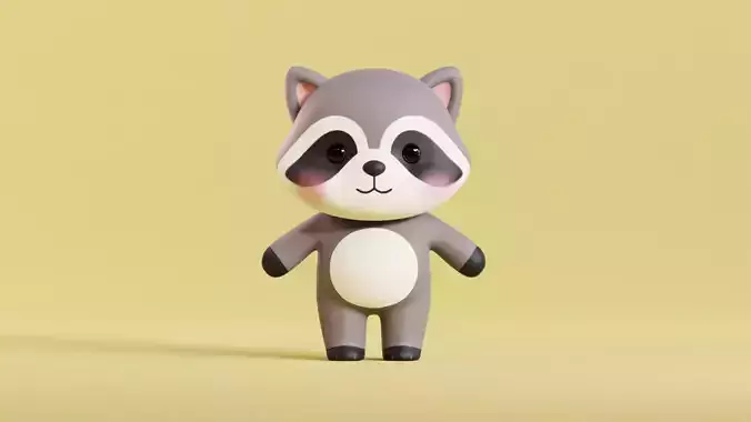 Cartoon Raccoon  Character Chibi Kawaii 