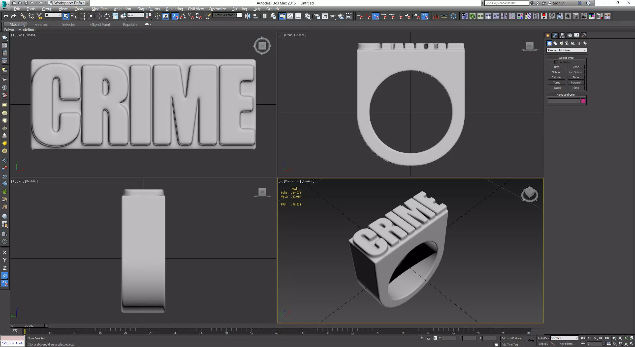 Chunky Ring Fashion Jewellery Crime Ring built to scale Size 10  3D model_2
