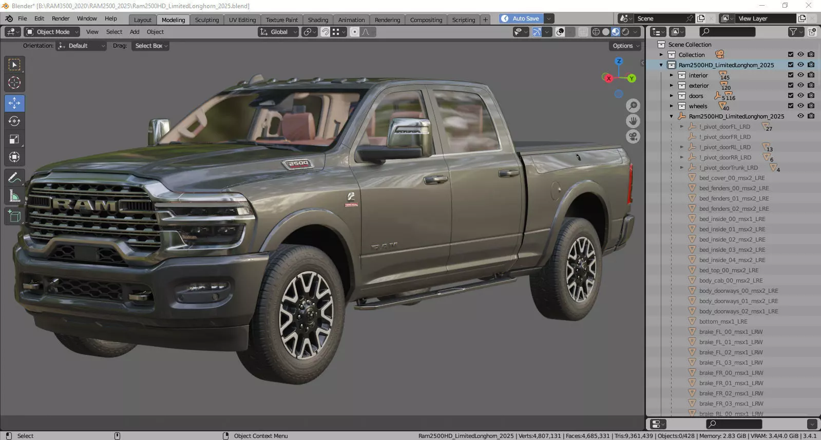 Ram 2500 HD Limited Longhorn 2025 3D model_44