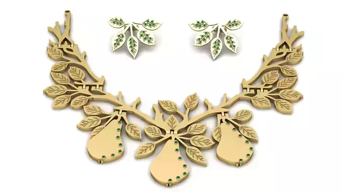 Leaf  Gold Flower Necklace 3D Printable  Model