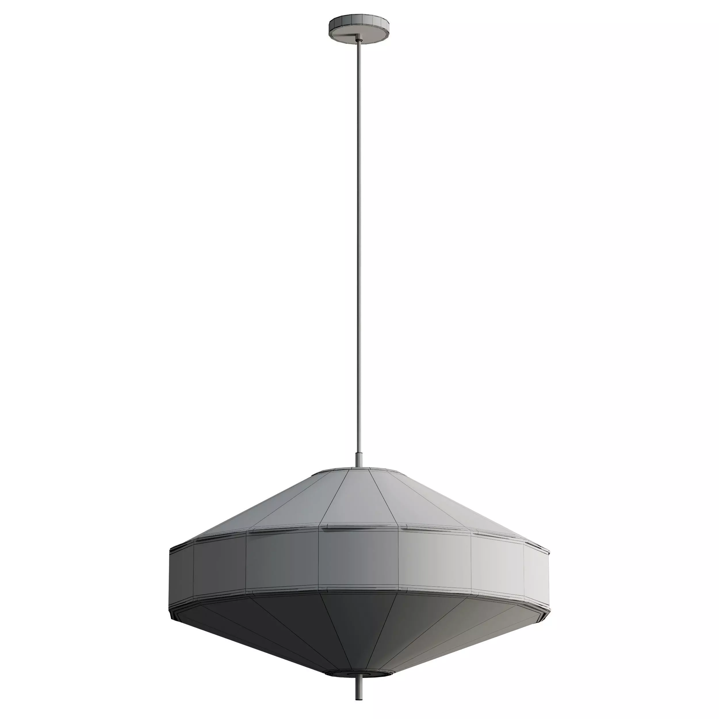 Solara - large dark bronze and layered natural linen pendant Low-poly 3D model_4