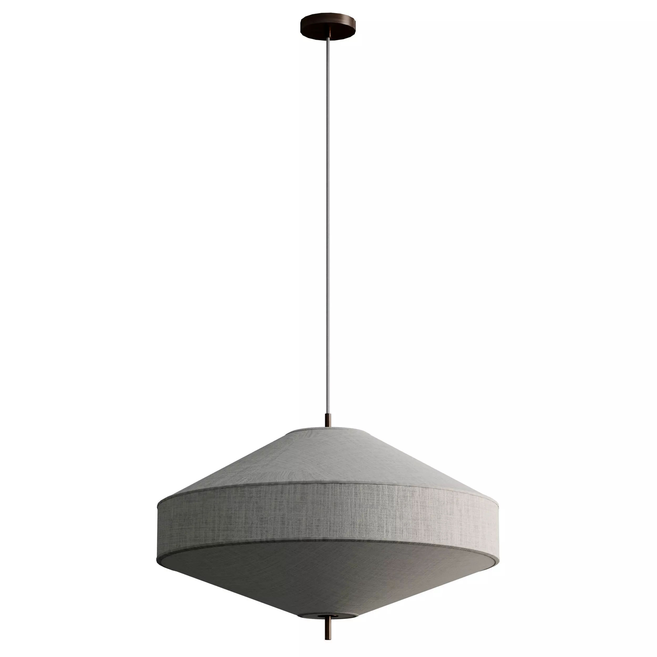 Solara - large dark bronze and layered natural linen pendant Low-poly 3D model_2