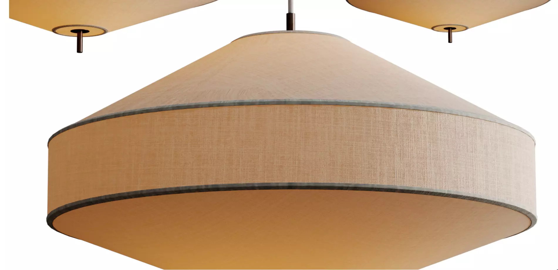 Solara - large dark bronze and layered natural linen pendant Low-poly 3D model_6