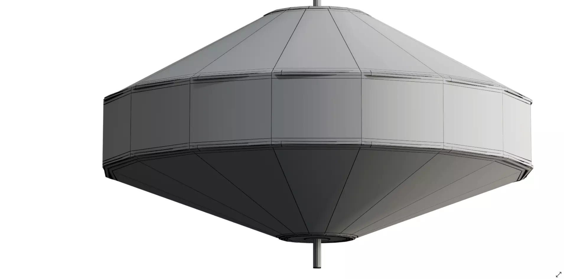 Solara - large dark bronze and layered natural linen pendant Low-poly 3D model_10