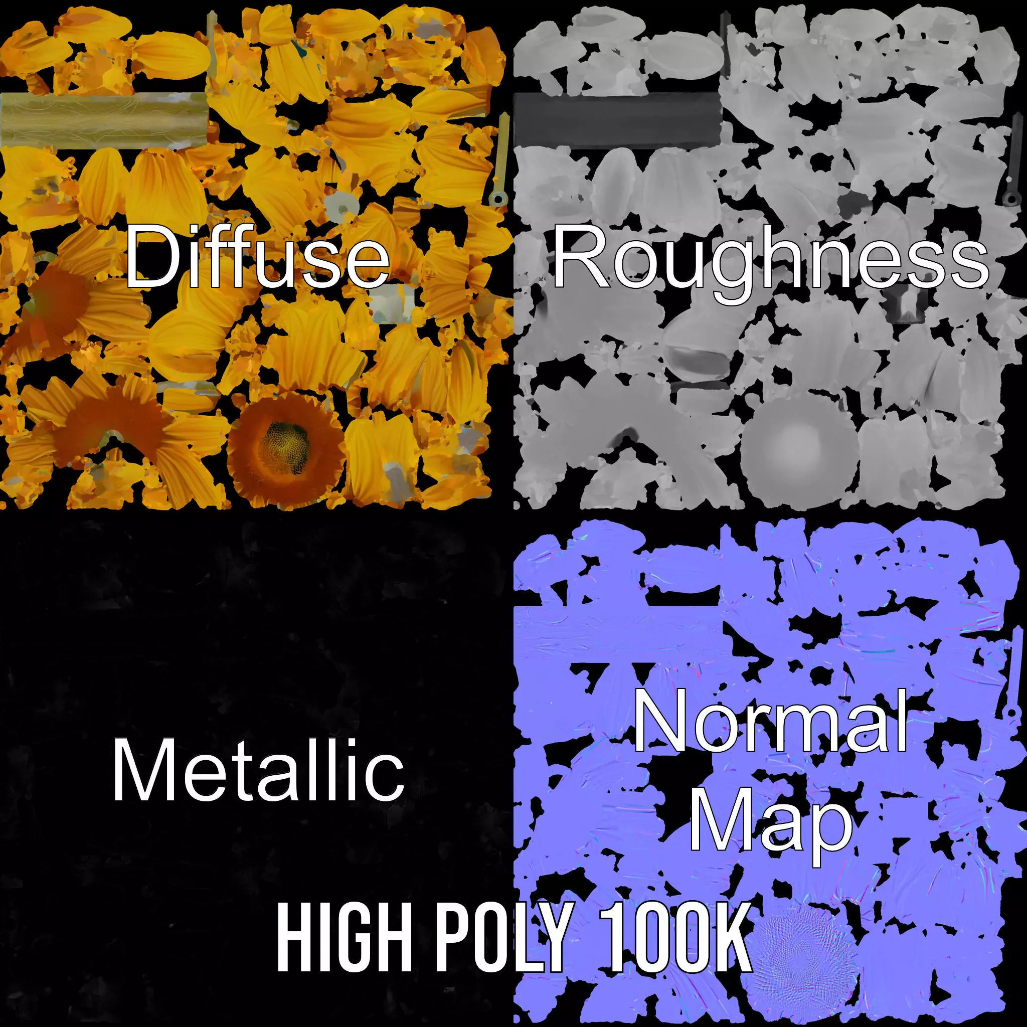 Radiant Sunflower model pack Low-poly 3D model_3