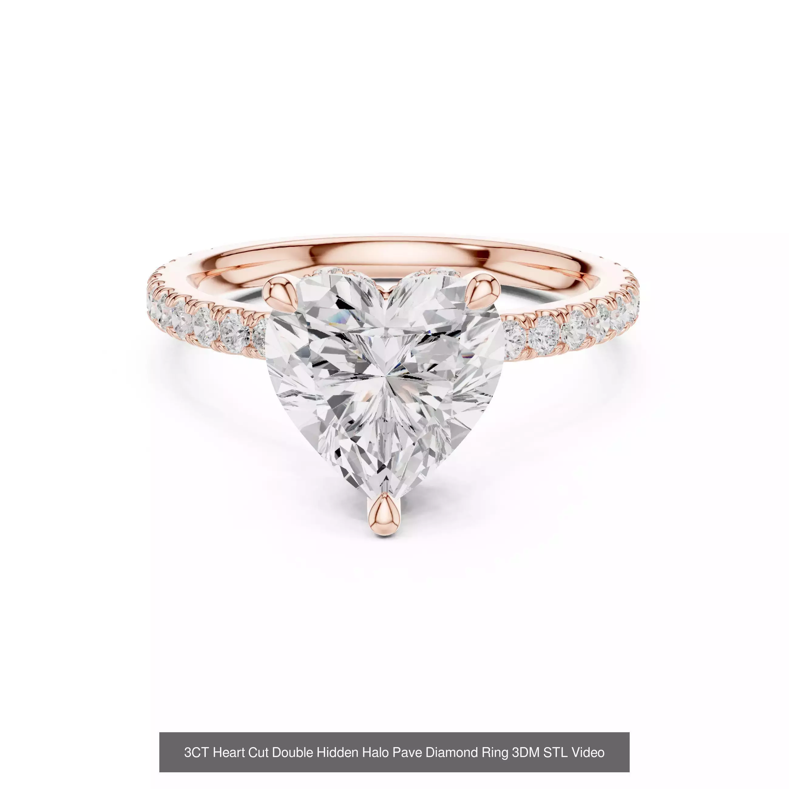 63 Heart Cut Diamond Rings 3DM STL OBJ FBX 3 Color Render Video 3D Model Collection_49