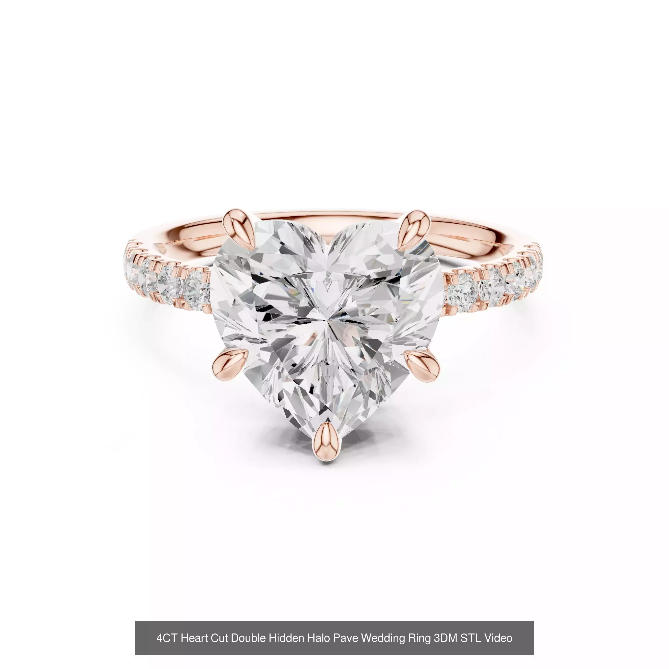 63 Heart Cut Diamond Rings 3DM STL OBJ FBX 3 Color Render Video 3D Model Collection_51