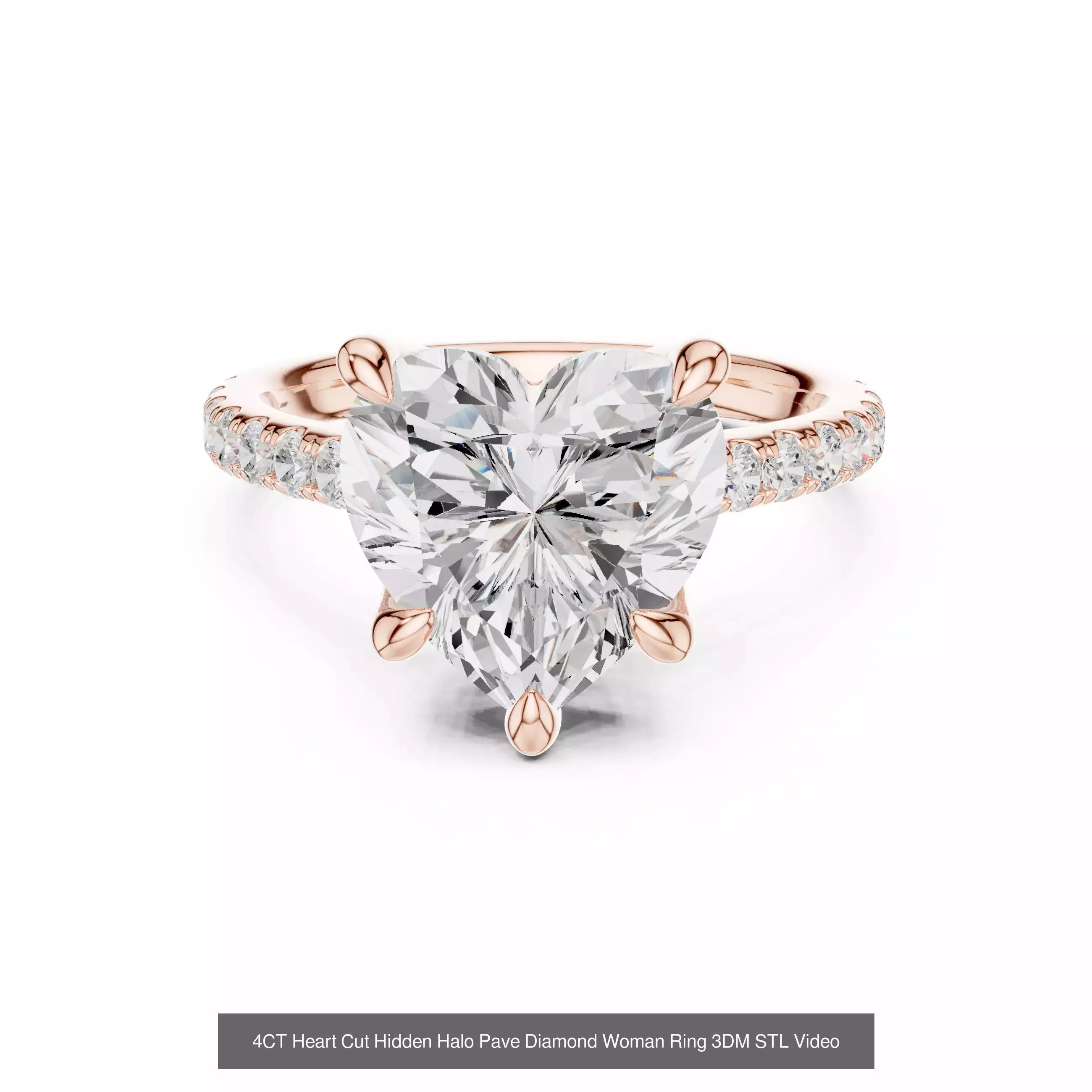 63 Heart Cut Diamond Rings 3DM STL OBJ FBX 3 Color Render Video 3D Model Collection_50