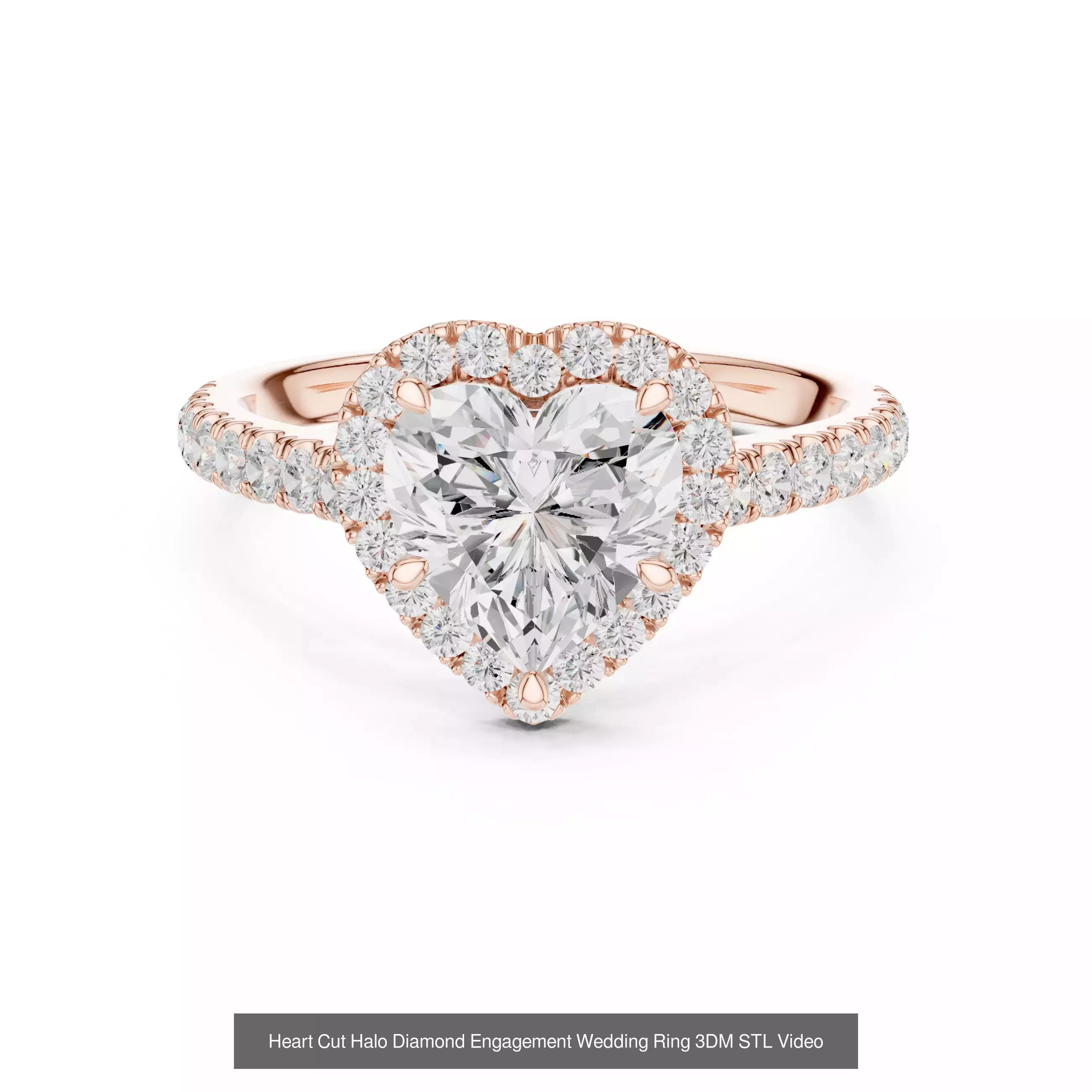 63 Heart Cut Diamond Rings 3DM STL OBJ FBX 3 Color Render Video 3D Model Collection_39