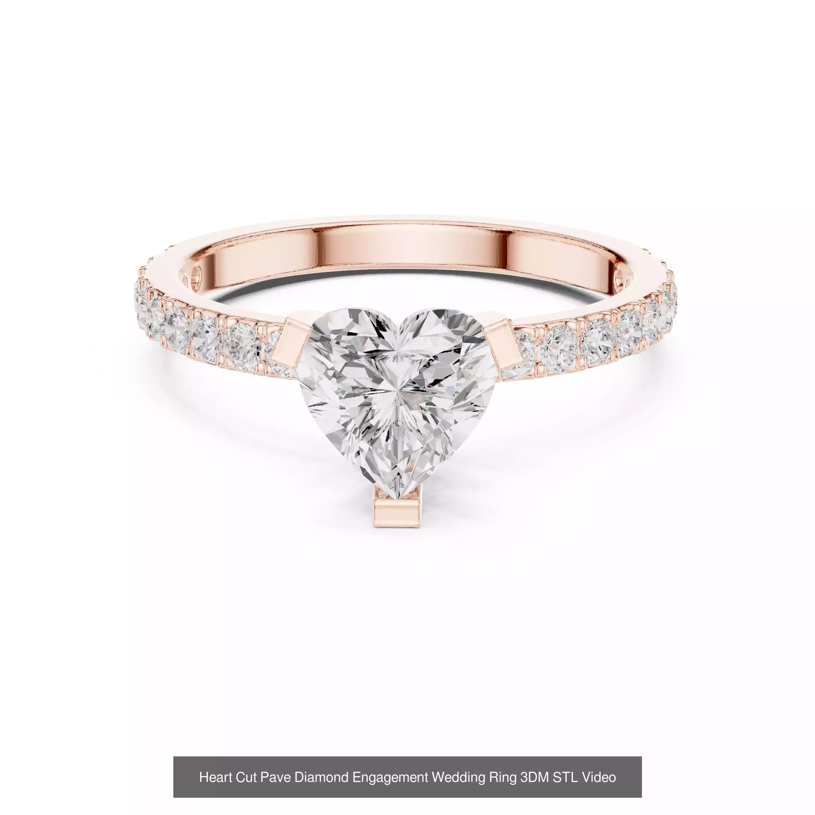 63 Heart Cut Diamond Rings 3DM STL OBJ FBX 3 Color Render Video 3D Model Collection_26