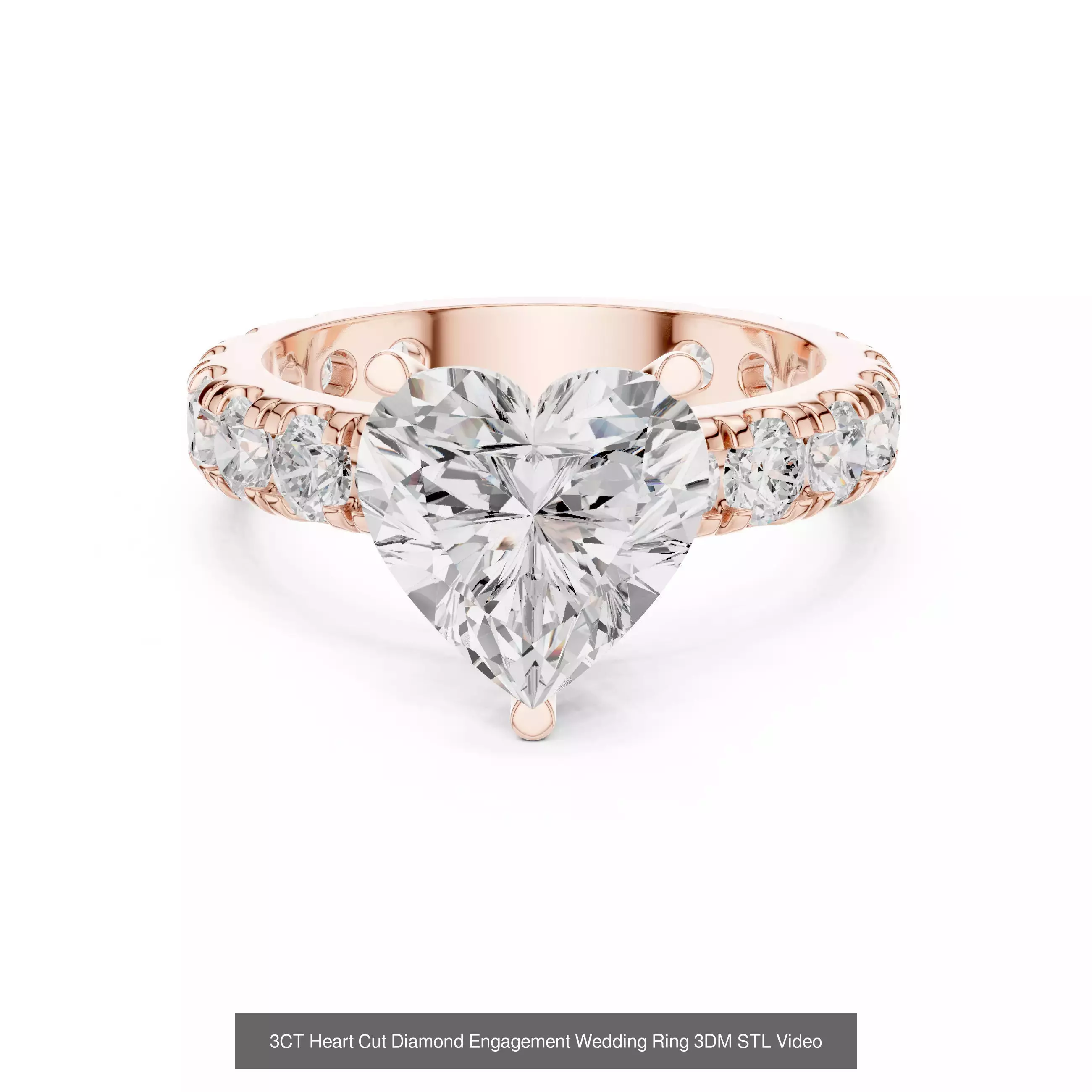 63 Heart Cut Diamond Rings 3DM STL OBJ FBX 3 Color Render Video 3D Model Collection_10