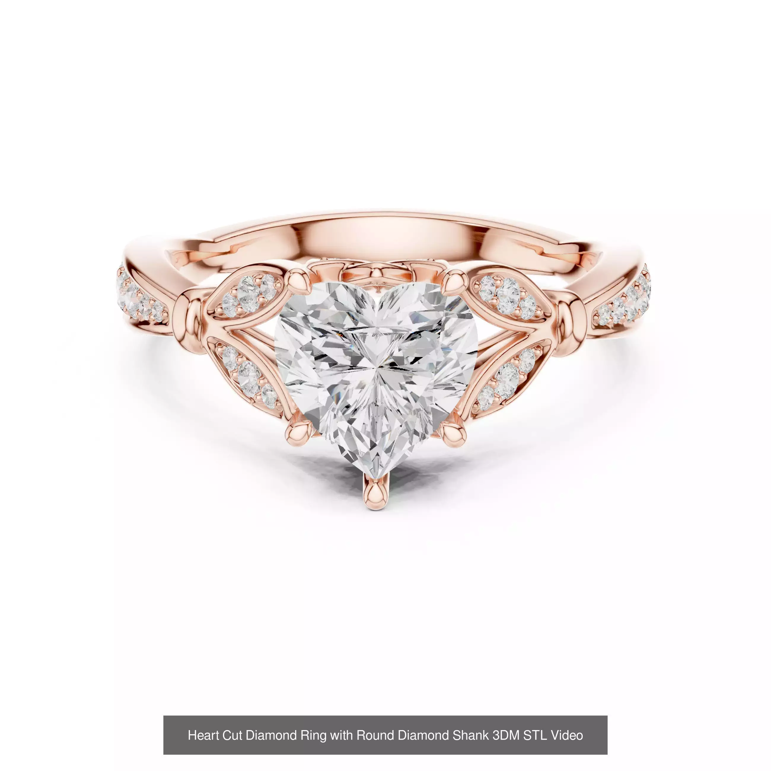 63 Heart Cut Diamond Rings 3DM STL OBJ FBX 3 Color Render Video 3D Model Collection_37